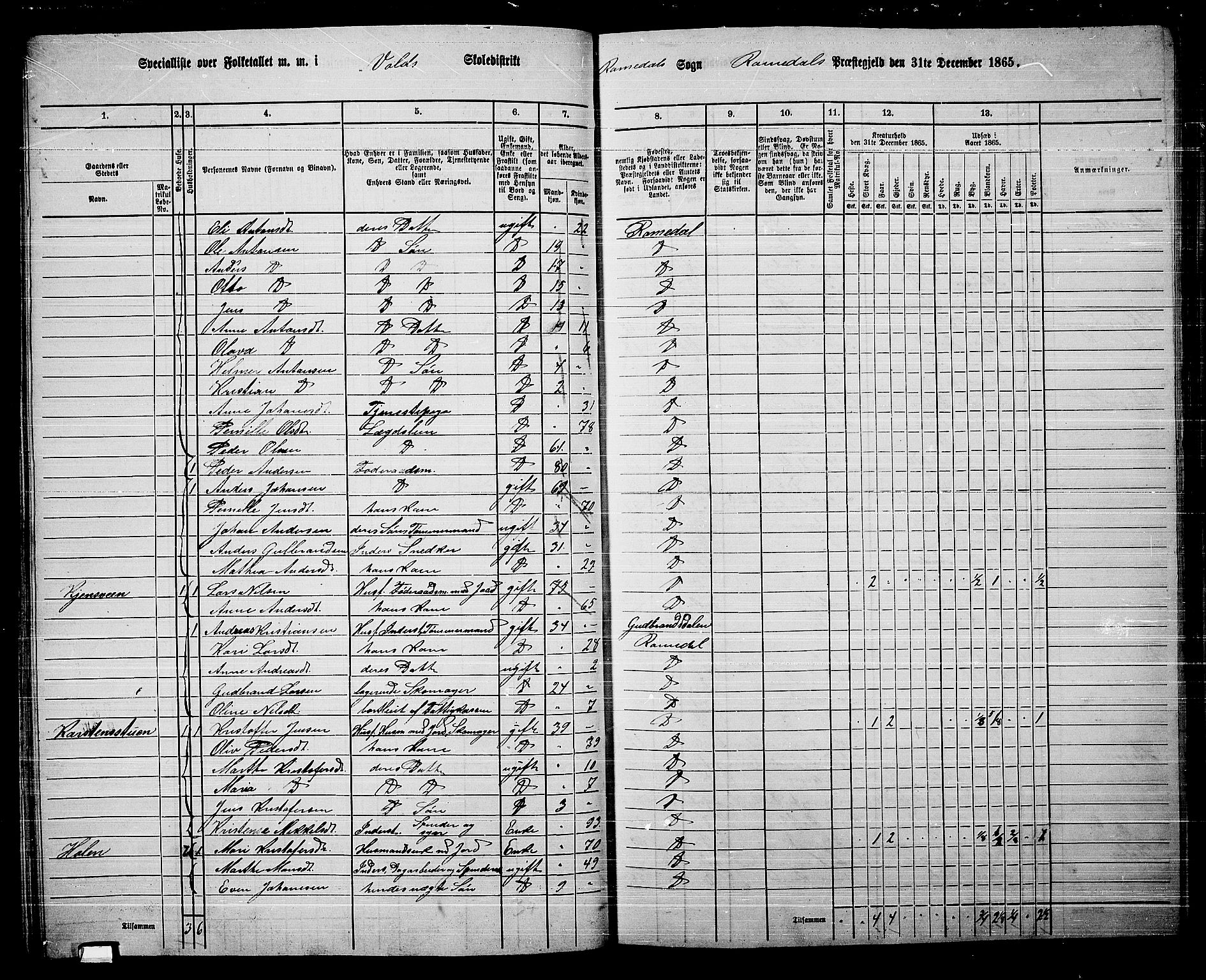 RA, 1865 census for Romedal, 1865, p. 79