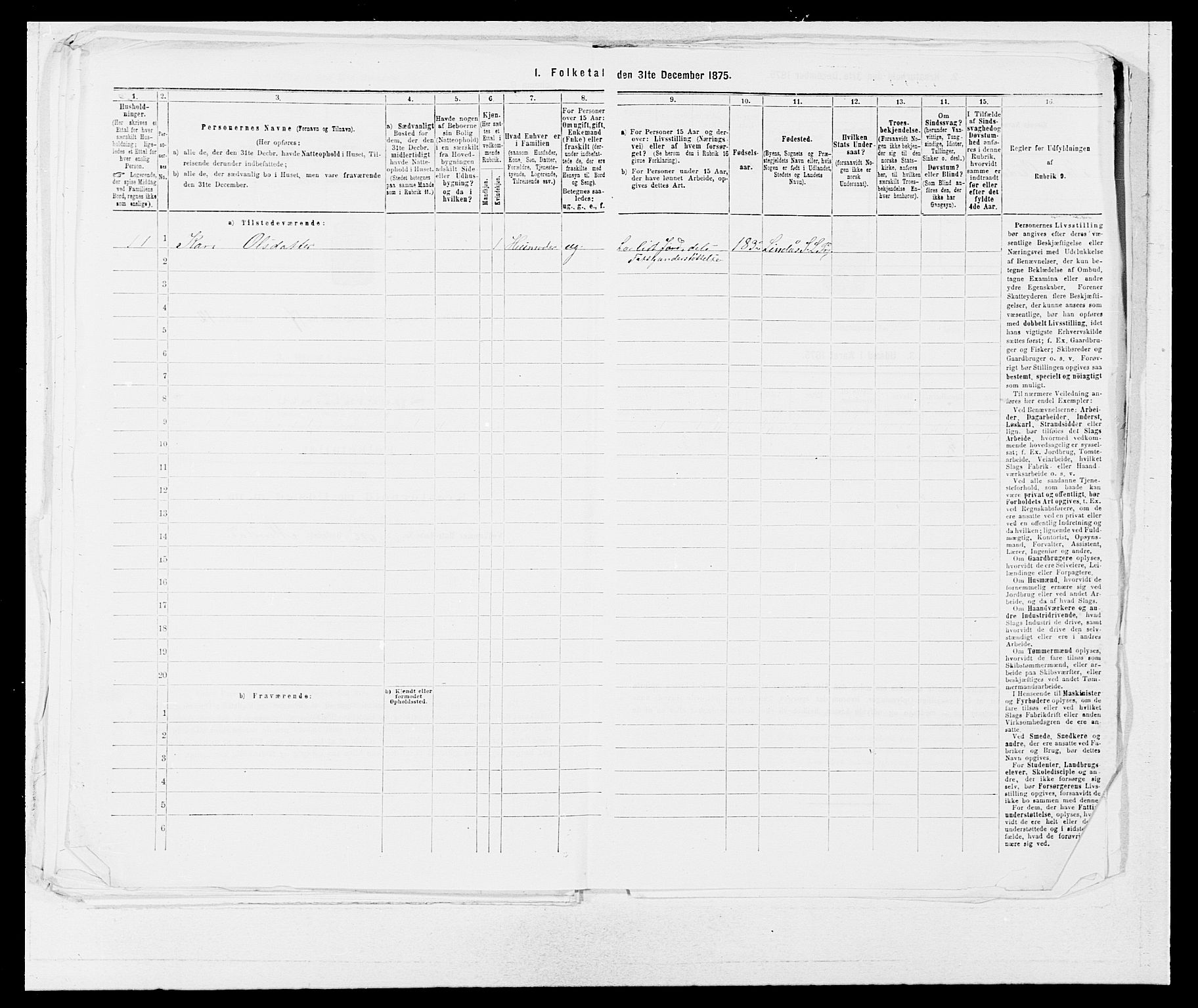 SAB, 1875 census for 1263P Lindås, 1875, p. 1887