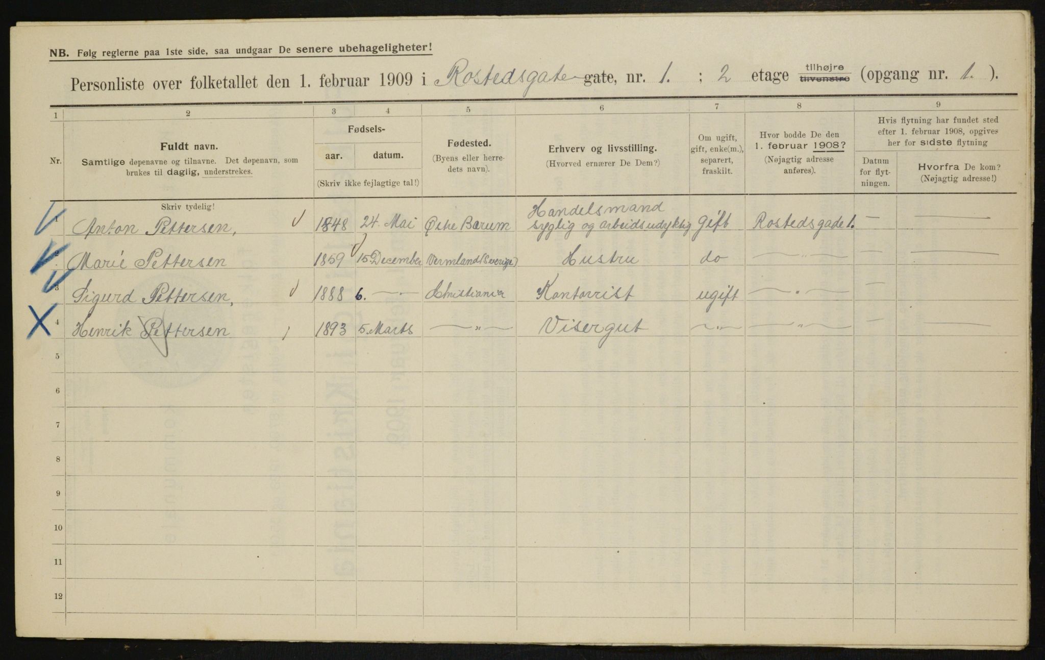 OBA, Municipal Census 1909 for Kristiania, 1909, p. 76306