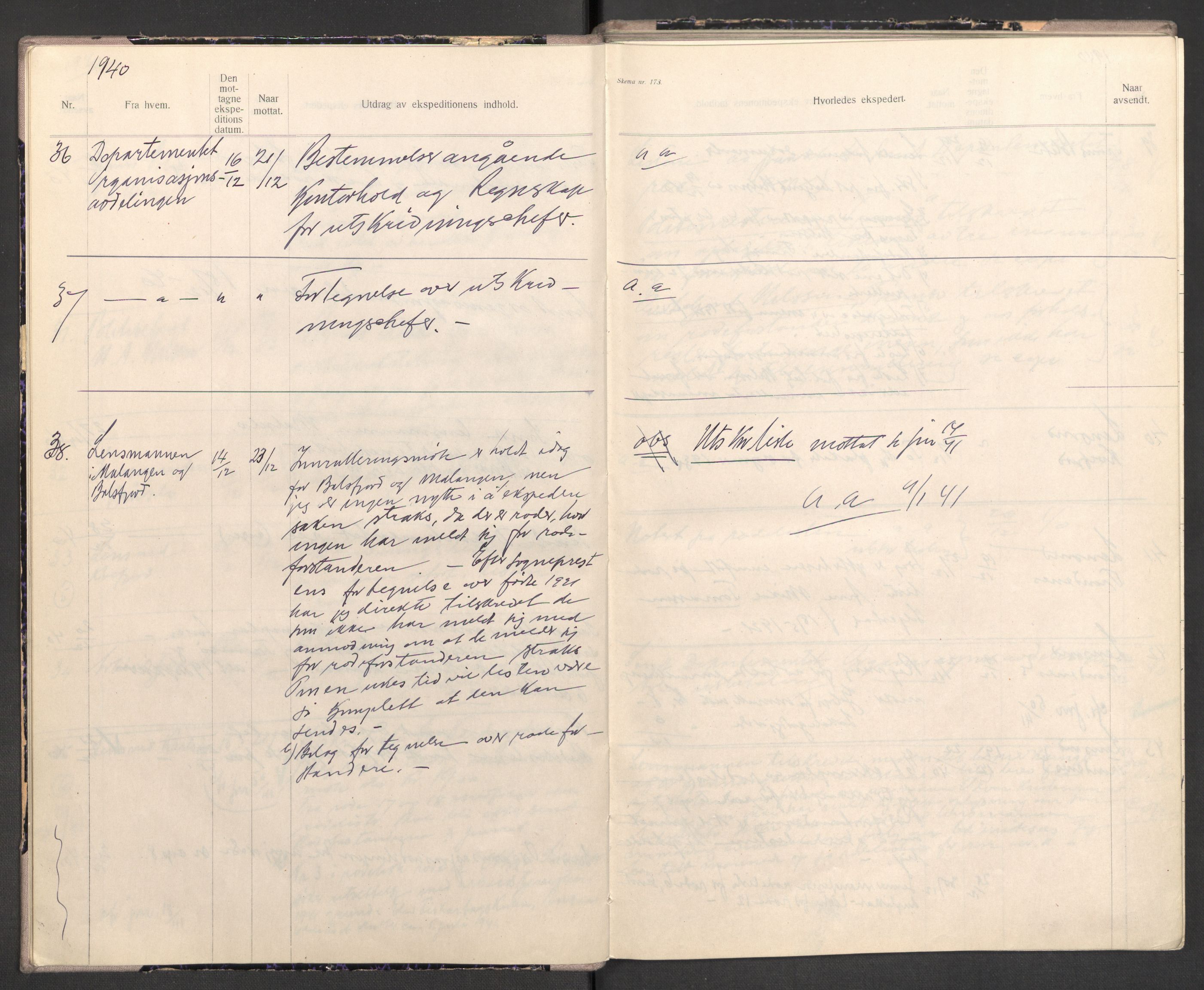 Norges arbeidstjeneste, AV/RA-S-5014/C/Ca/L0001: Journal for utskrivning Nordland og Troms, 1940-1942, p. 11