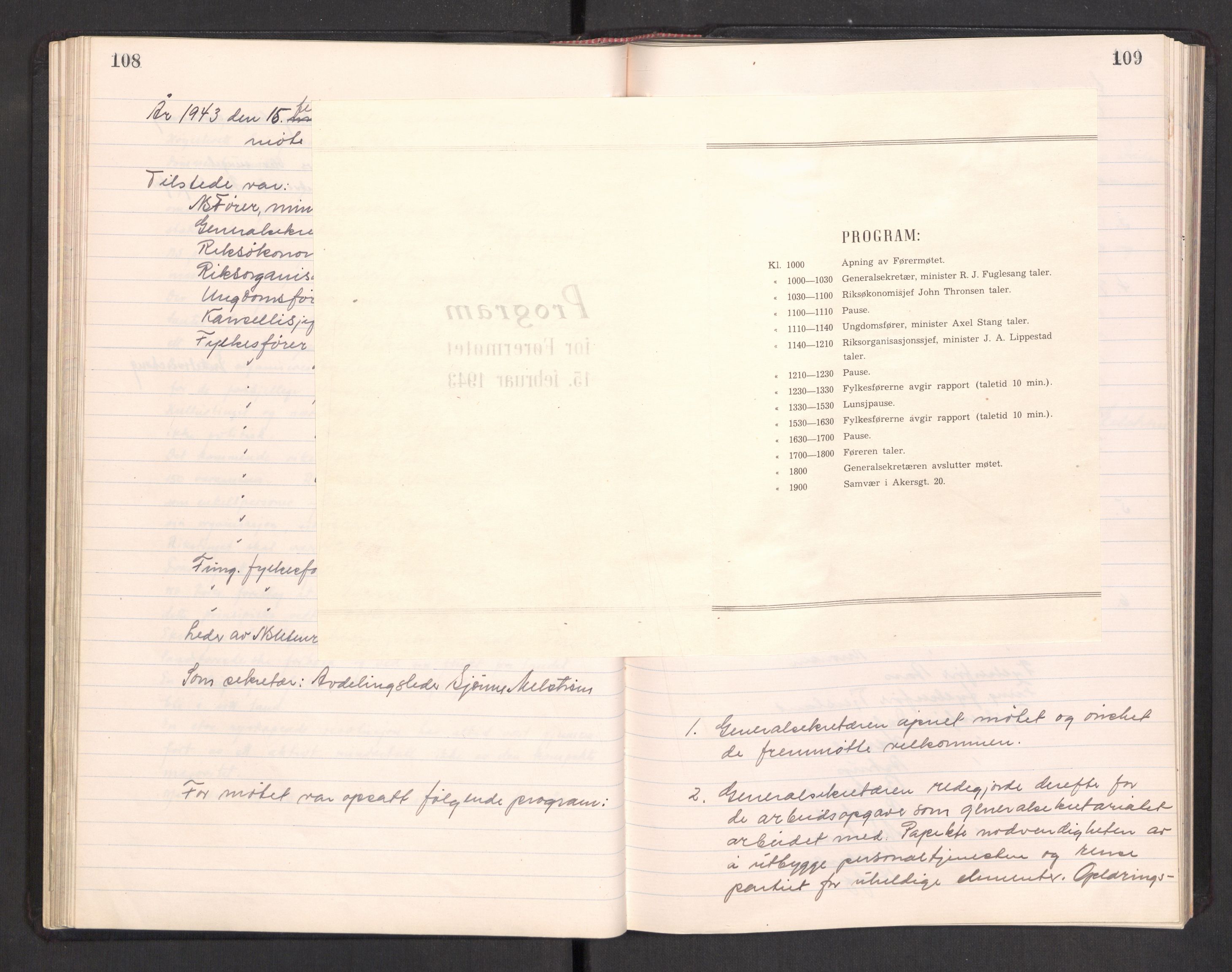 Nasjonal Samling (NS) Generalsekretariat, AV/RA-PA-0759/A/L0117: NS Riks- og Rådsmøteprotokoll, 1934-1945, p. 108-109