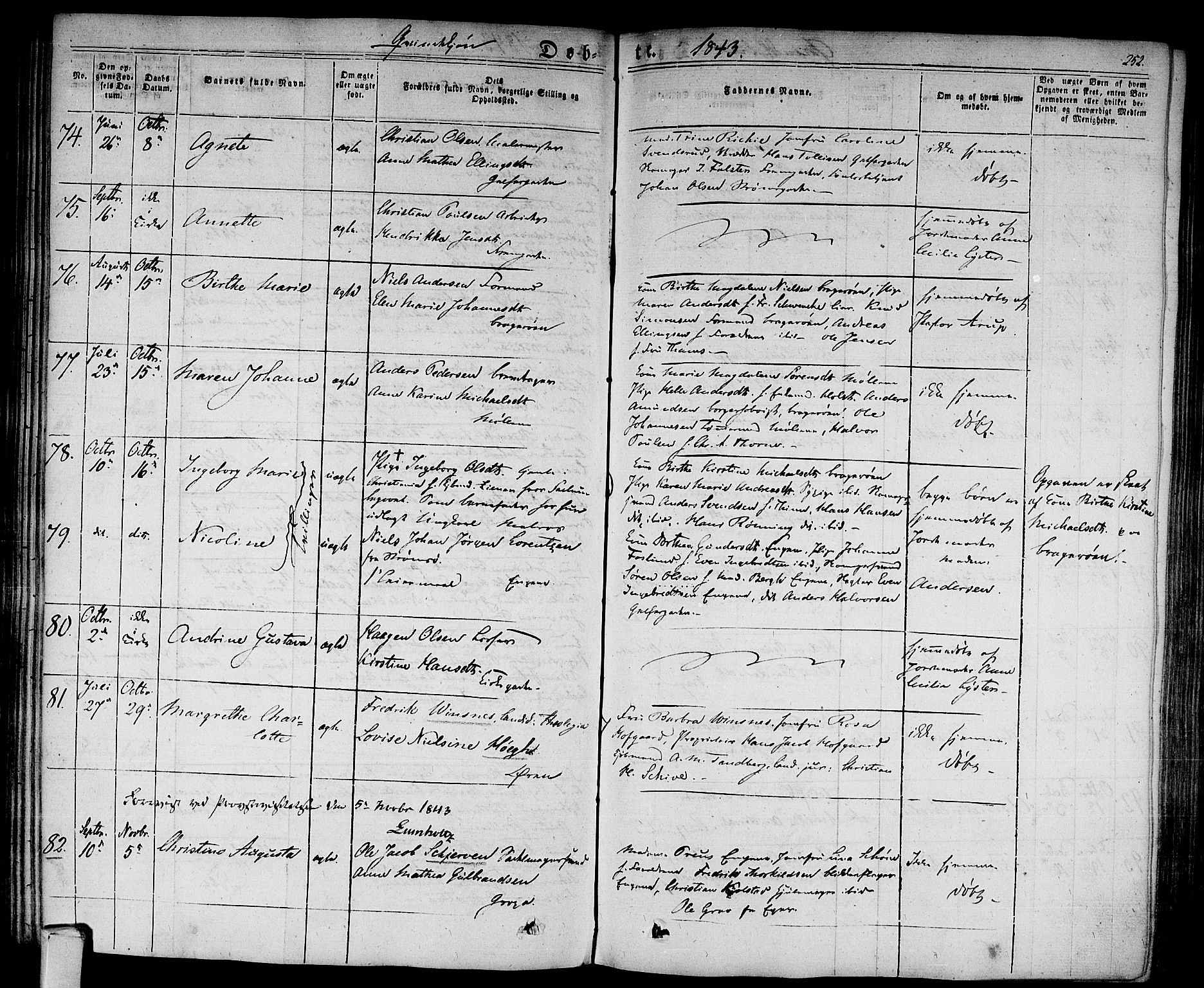 Bragernes kirkebøker, AV/SAKO-A-6/F/Fb/L0001: Parish register (official) no. II 1, 1830-1847, p. 252