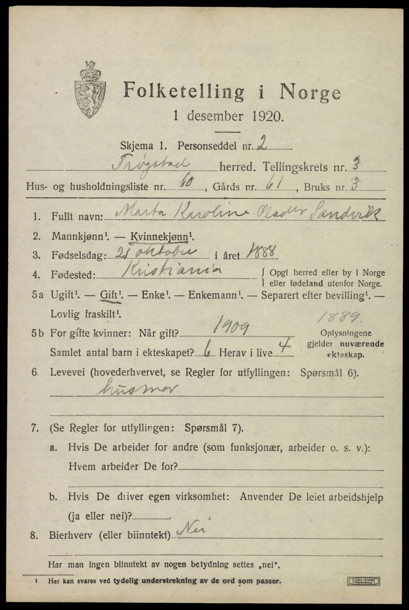 SAO, 1920 census for Trøgstad, 1920, p. 4012