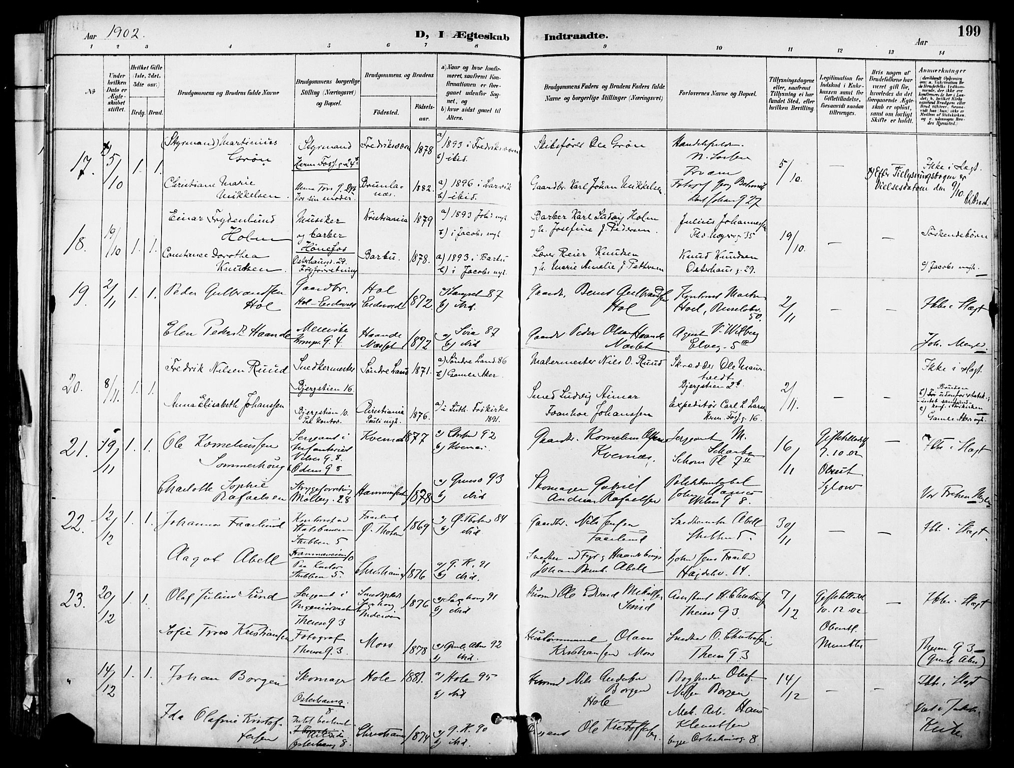 Garnisonsmenigheten Kirkebøker, SAO/A-10846/F/Fa/L0013: Parish register (official) no. 13, 1894-1904, p. 199