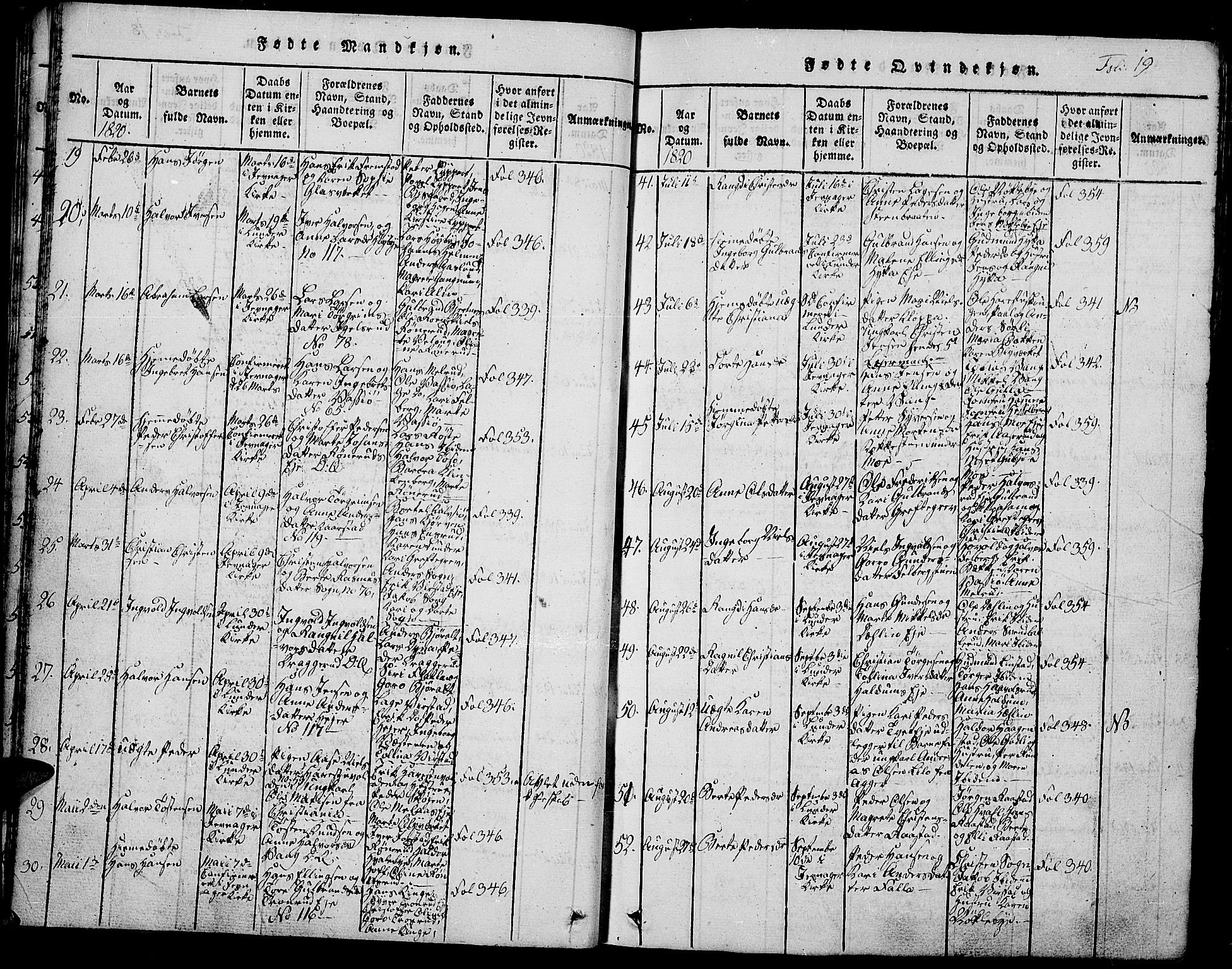 Jevnaker prestekontor, AV/SAH-PREST-116/H/Ha/Hab/L0001: Parish register (copy) no. 1, 1815-1837, p. 19