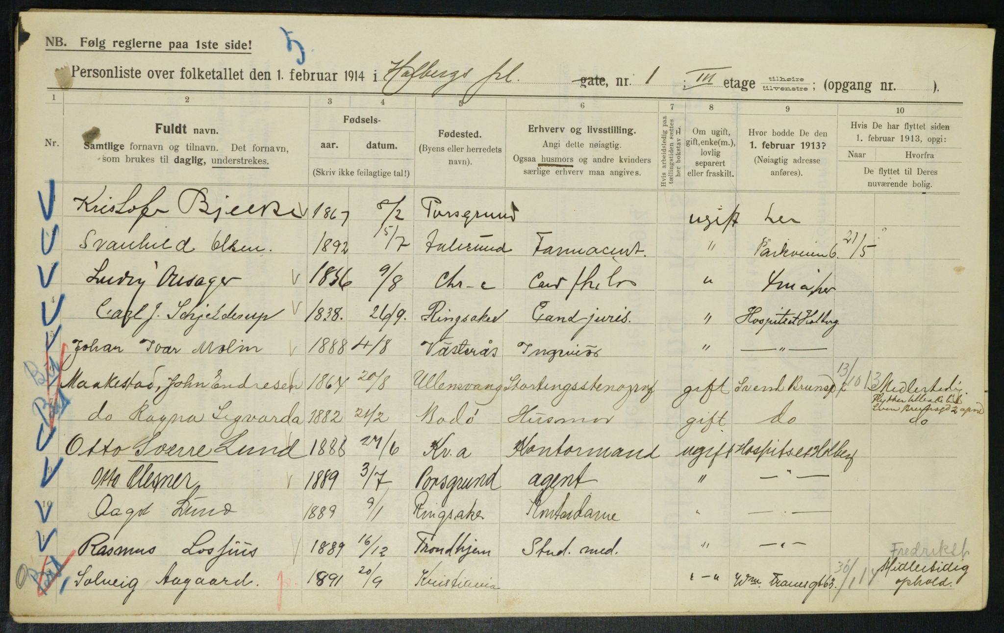 OBA, Municipal Census 1914 for Kristiania, 1914, p. 40589