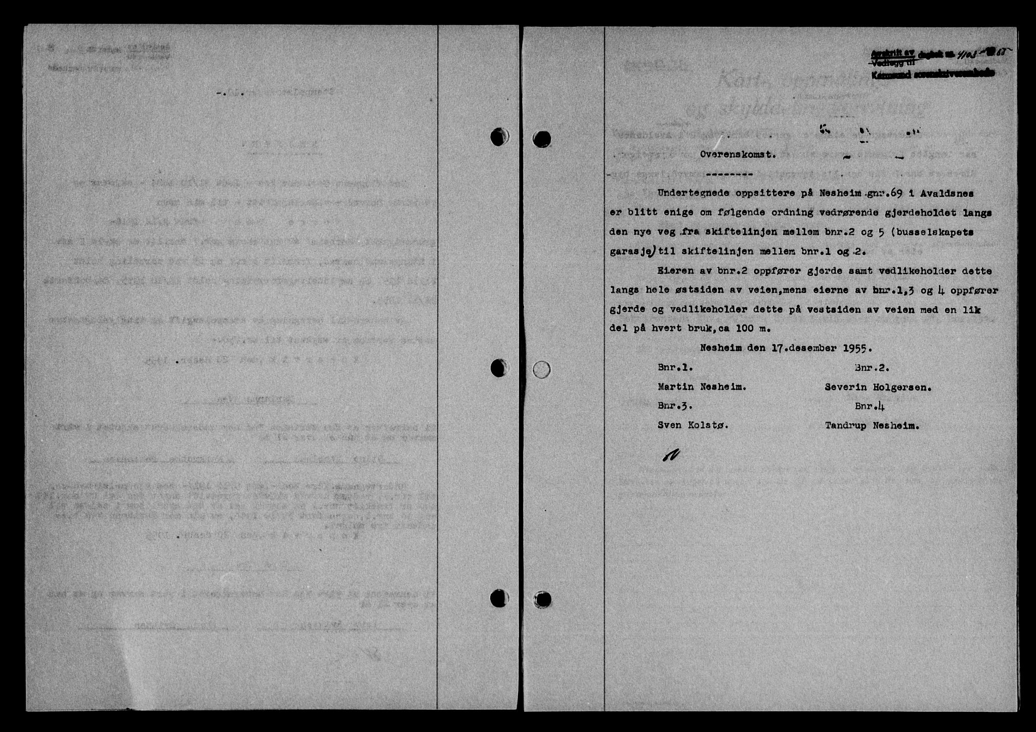 Karmsund sorenskriveri, AV/SAST-A-100311/01/II/IIB/L0118: Mortgage book no. 98A, 1955-1956, Diary no: : 4103/1955