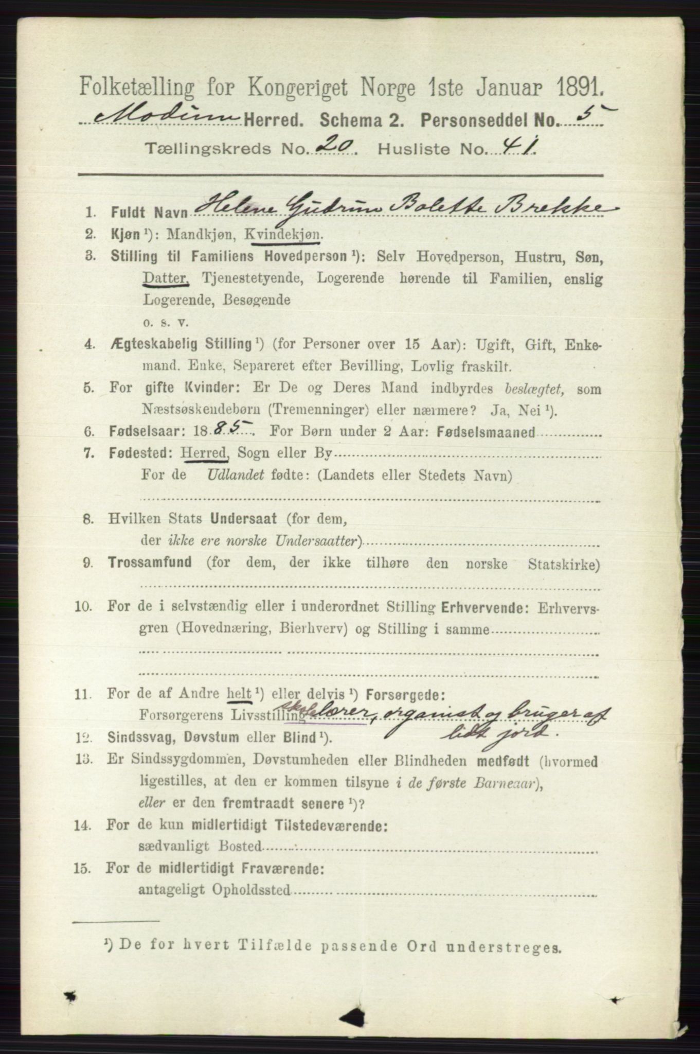 RA, 1891 census for 0623 Modum, 1891, p. 8059