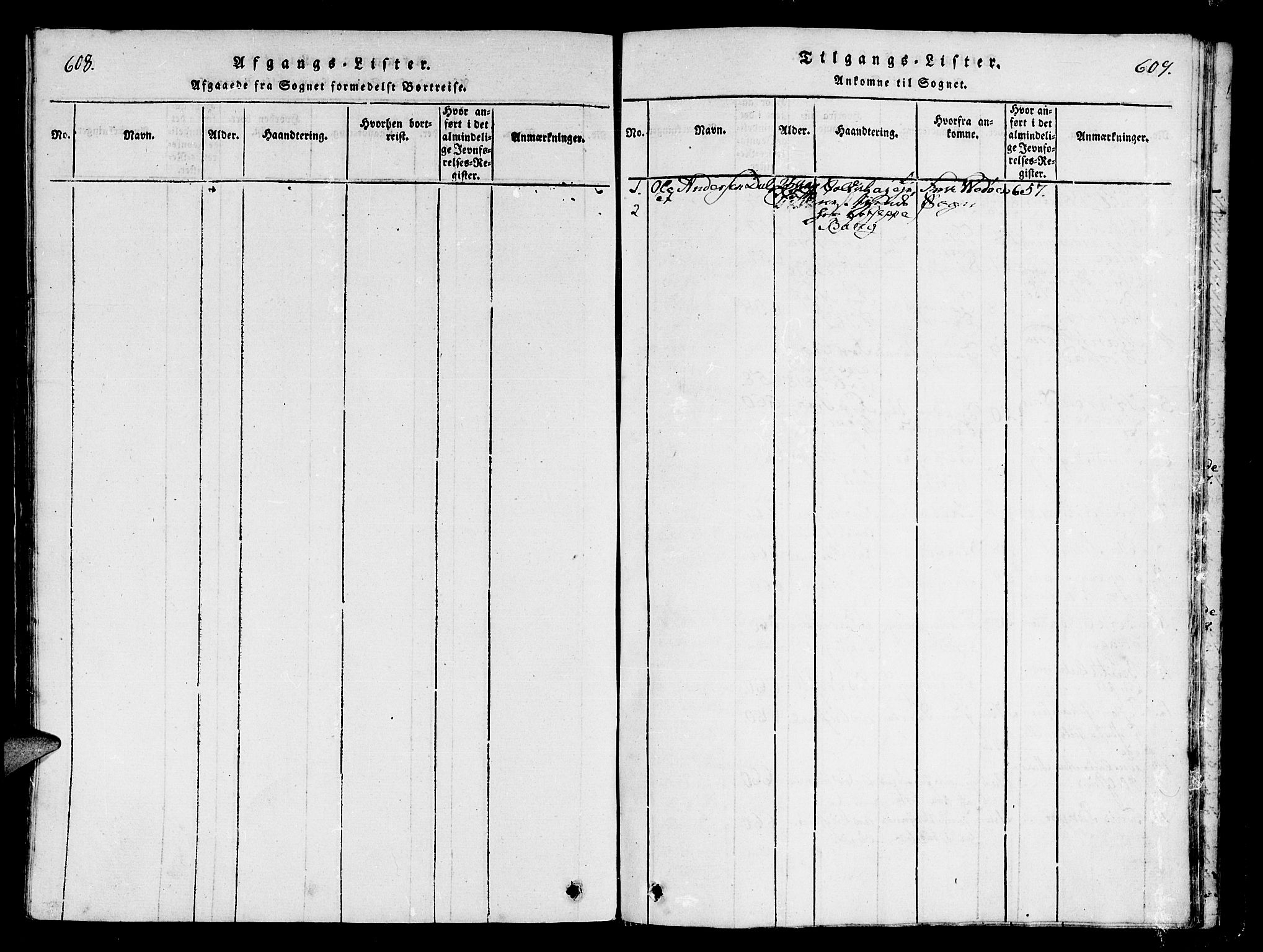 Ministerialprotokoller, klokkerbøker og fødselsregistre - Møre og Romsdal, SAT/A-1454/558/L0700: Parish register (copy) no. 558C01, 1818-1868, p. 608-609