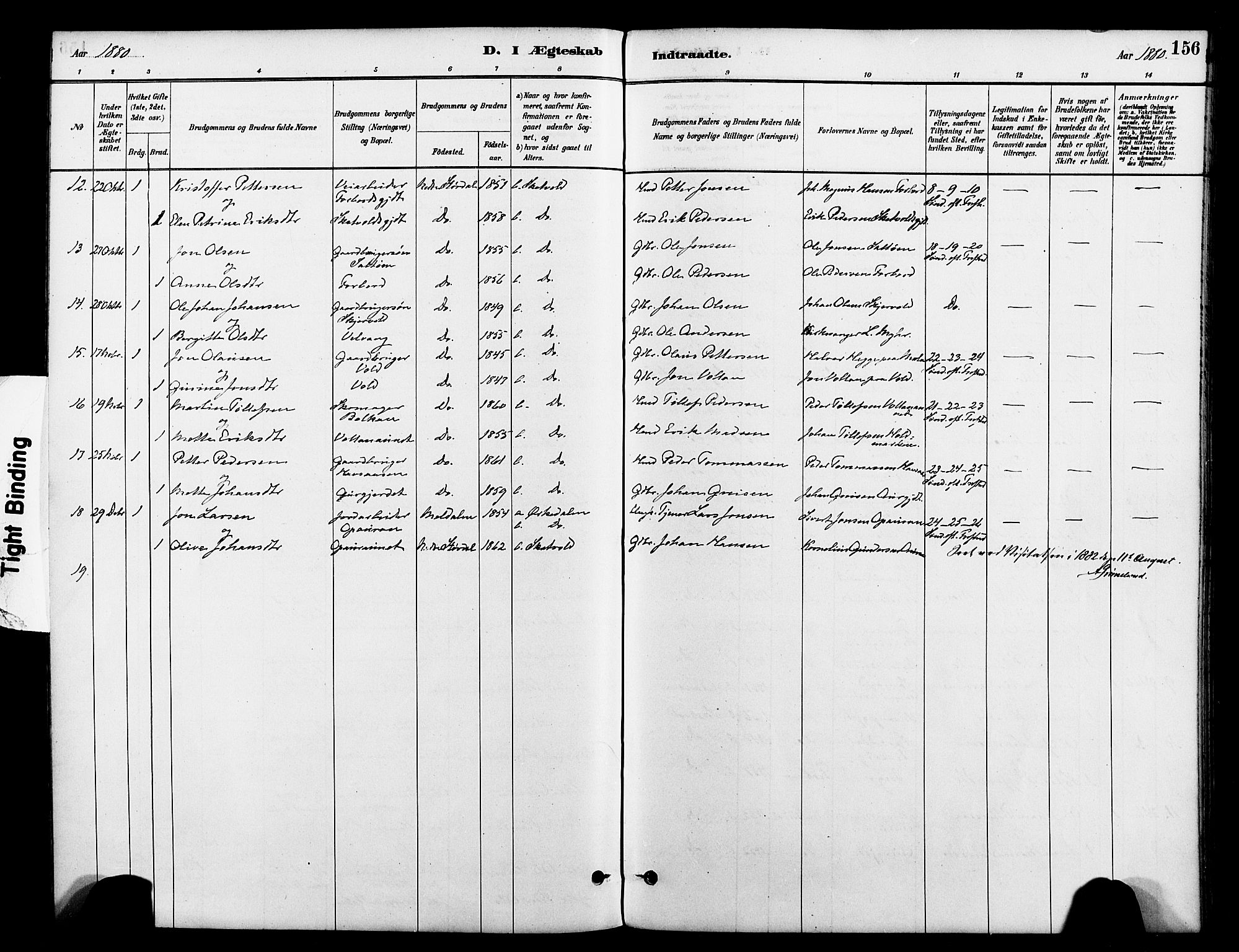 Ministerialprotokoller, klokkerbøker og fødselsregistre - Nord-Trøndelag, SAT/A-1458/712/L0100: Parish register (official) no. 712A01, 1880-1900, p. 156