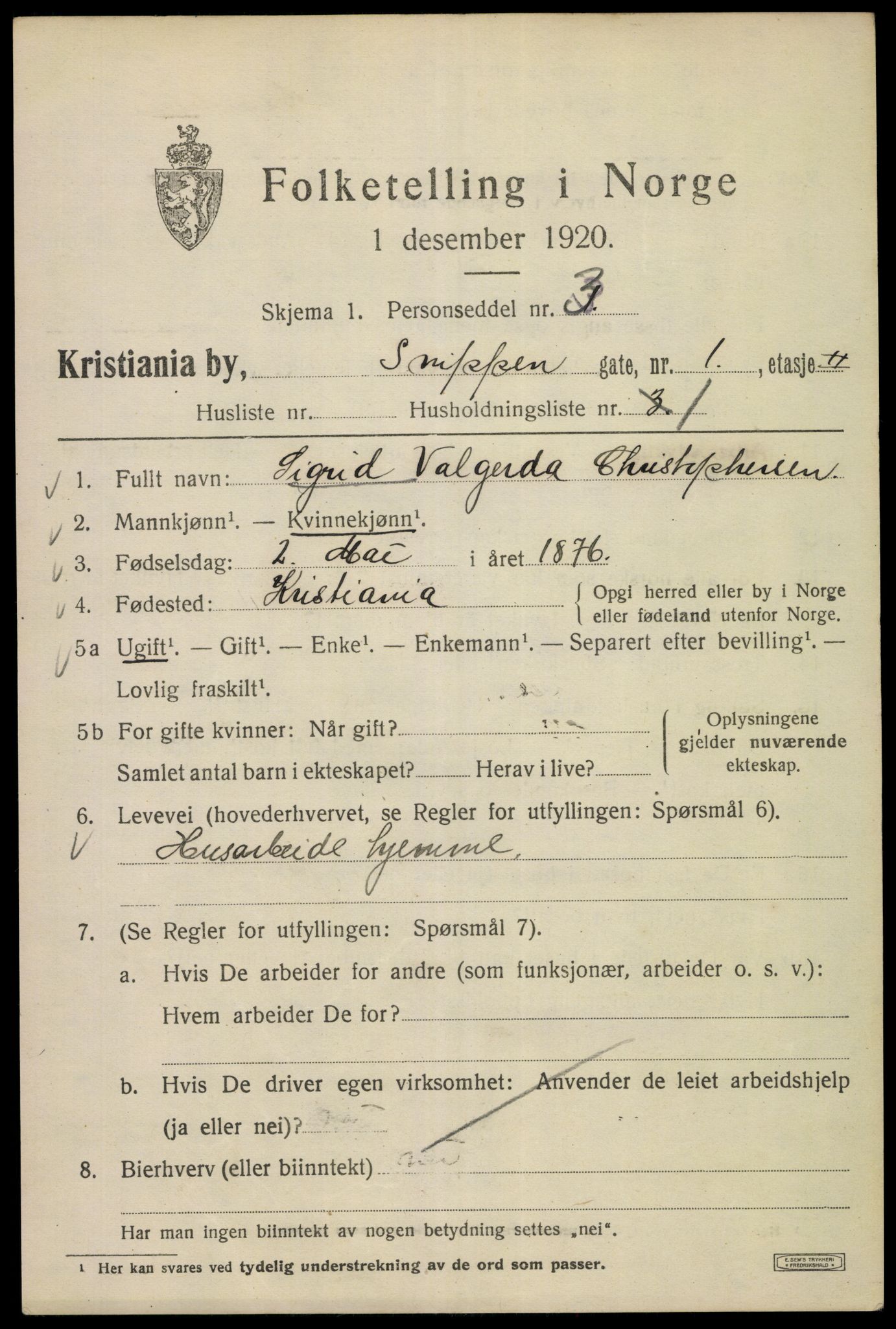 SAO, 1920 census for Kristiania, 1920, p. 521529