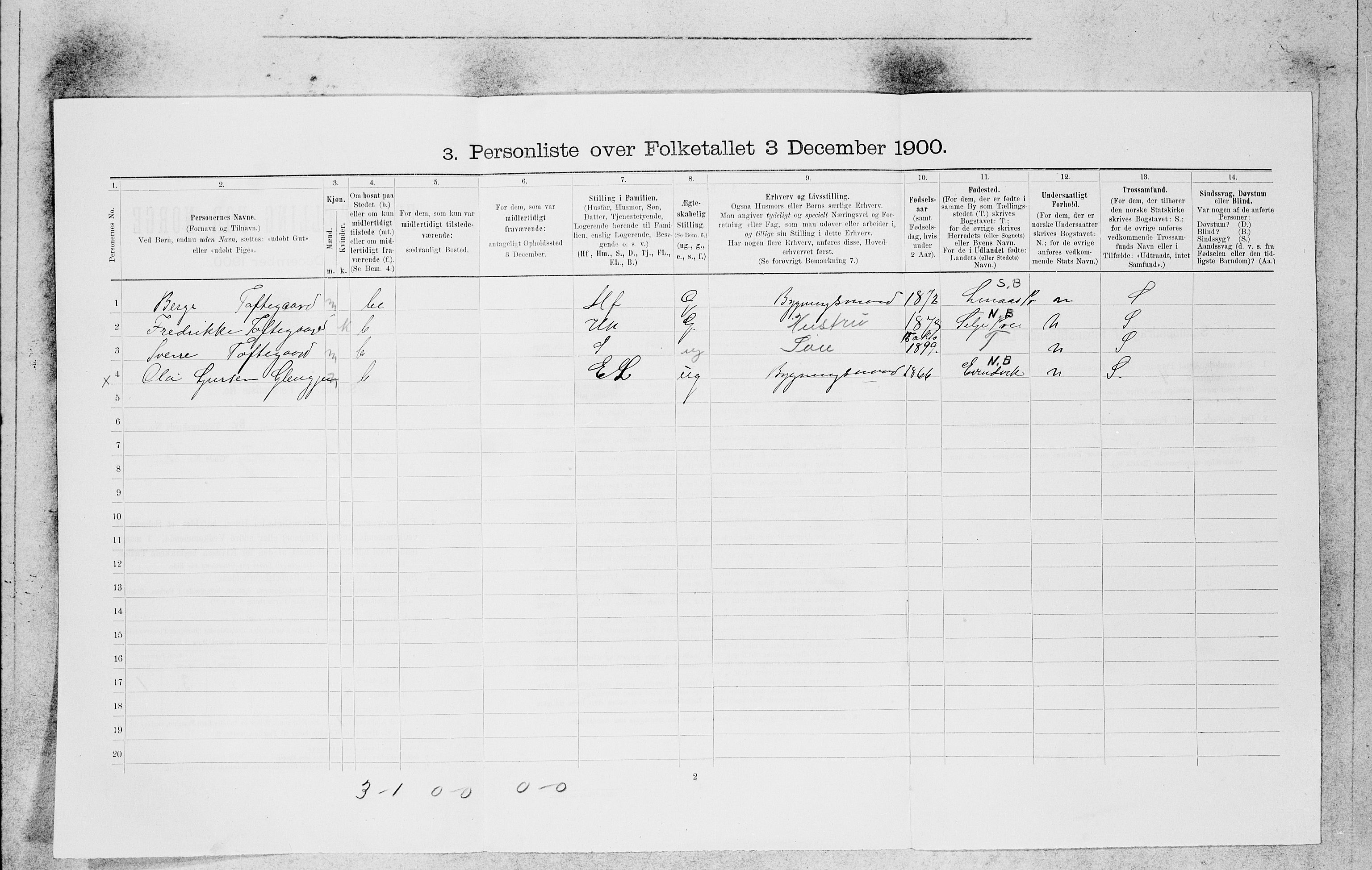 SAB, 1900 census for Bergen, 1900, p. 11432