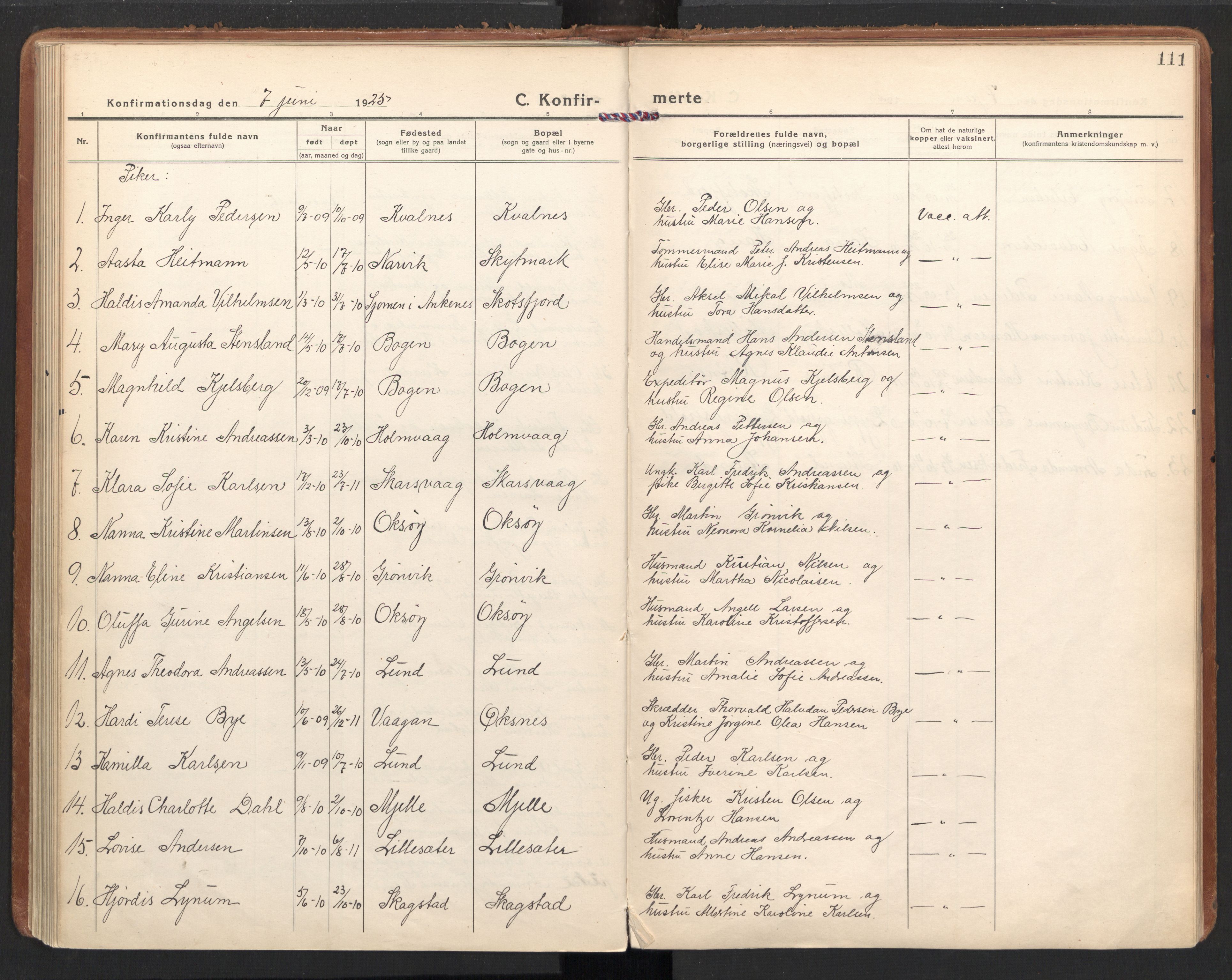 Ministerialprotokoller, klokkerbøker og fødselsregistre - Nordland, AV/SAT-A-1459/855/L0810: Parish register (official) no. 855A17, 1921-1939, p. 111