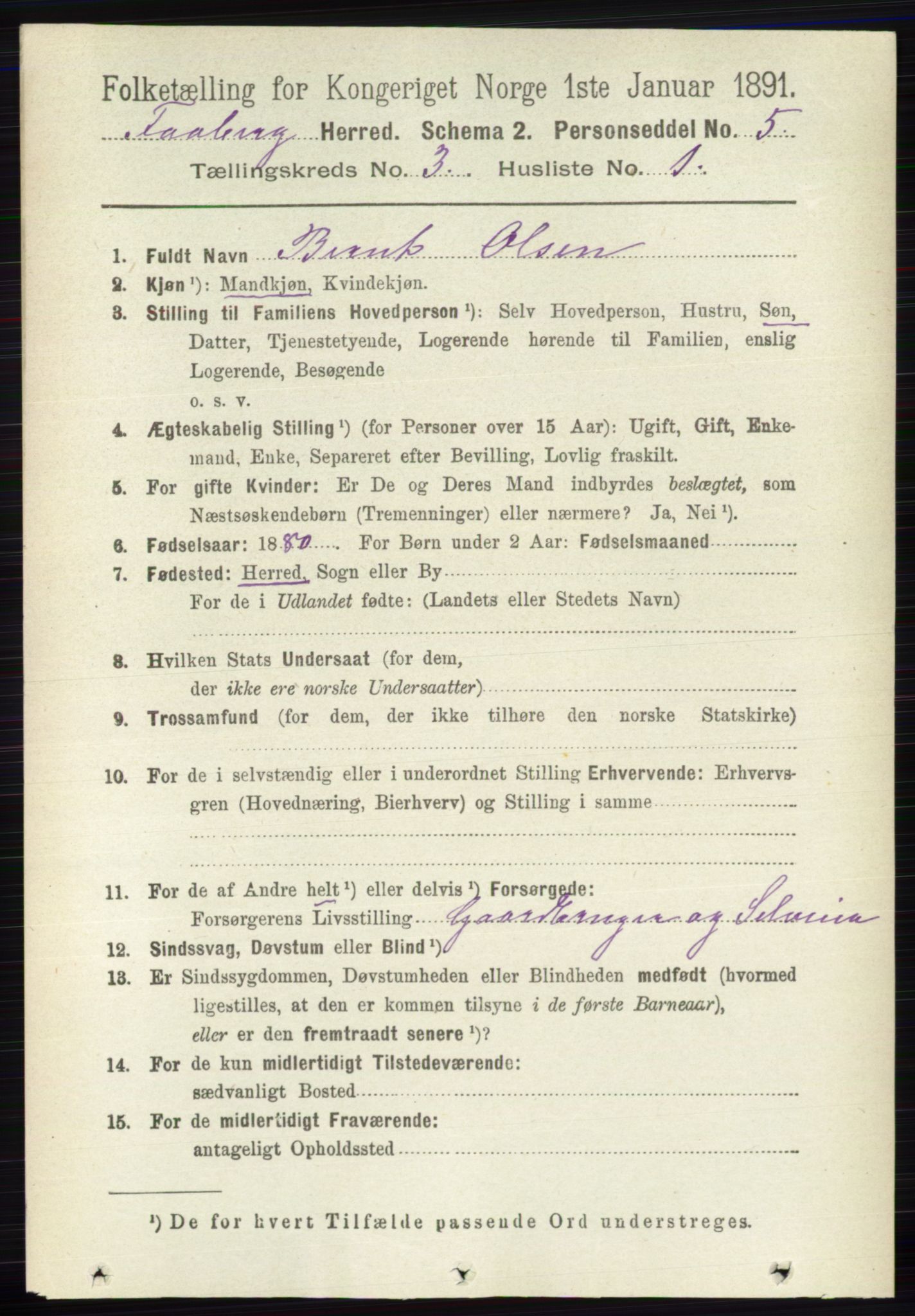 RA, 1891 census for 0524 Fåberg, 1891, p. 865