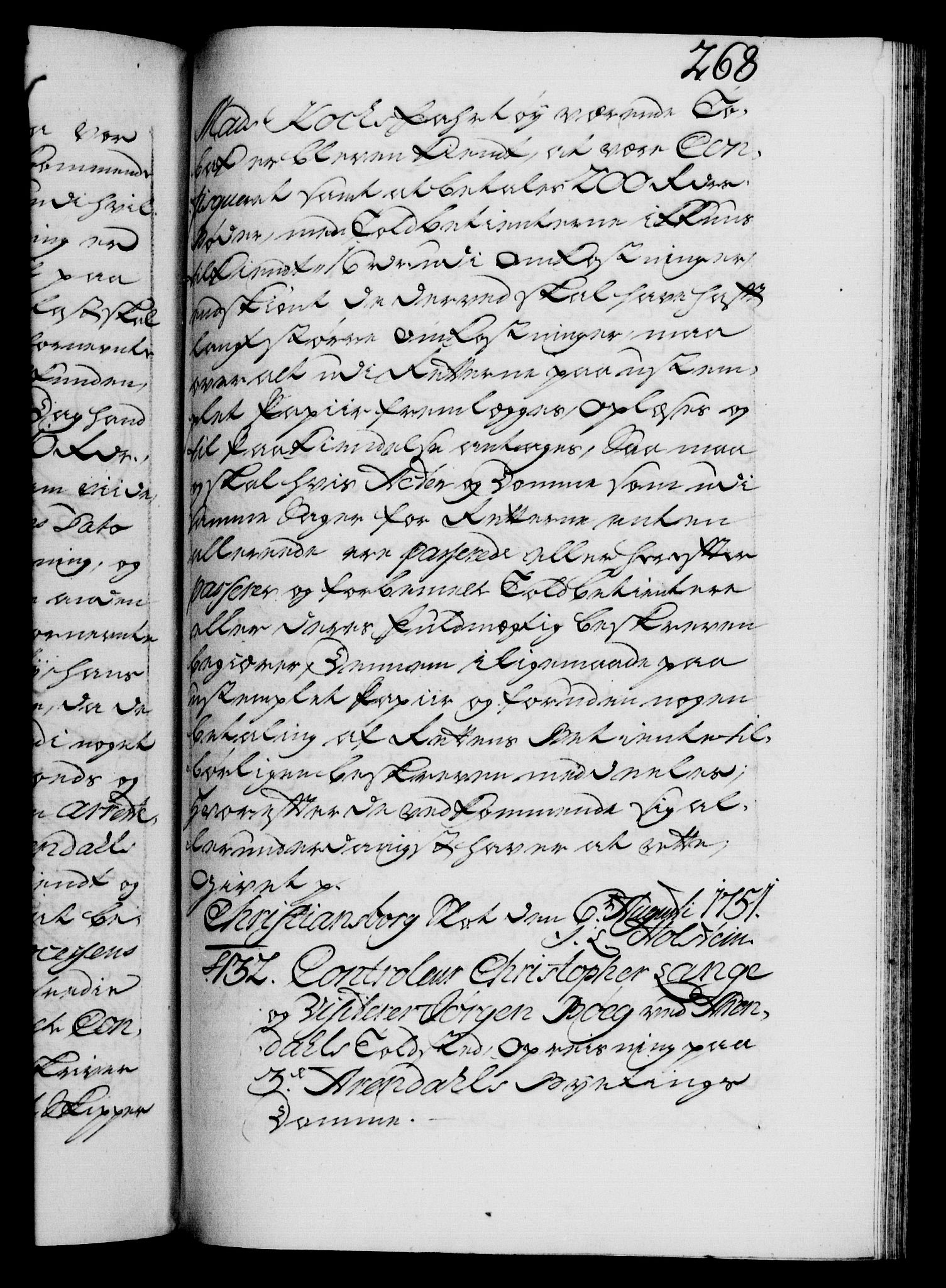 Danske Kanselli 1572-1799, AV/RA-EA-3023/F/Fc/Fca/Fcaa/L0037: Norske registre, 1751-1752, p. 268a