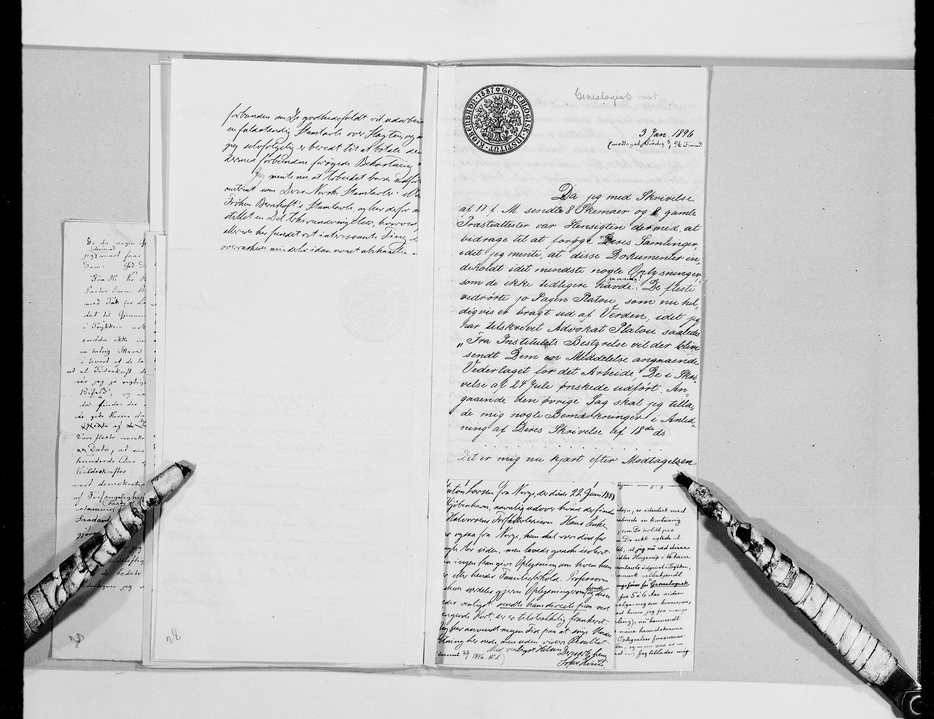 Lassens samlinger, AV/RA-PA-0051/G/L0097: Alfabetisk ordnede brev til Wilhelm Lassen: Fabritius - Grønvold, 1815-1907, p. 121