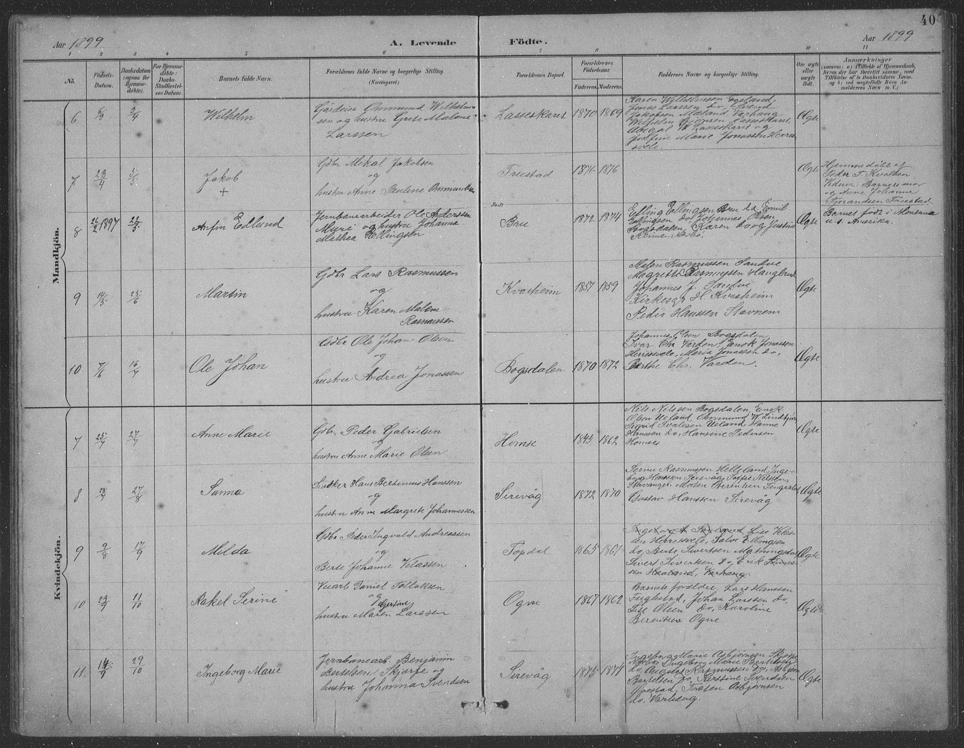 Eigersund sokneprestkontor, AV/SAST-A-101807/S09: Parish register (copy) no. B 21, 1890-1915, p. 40