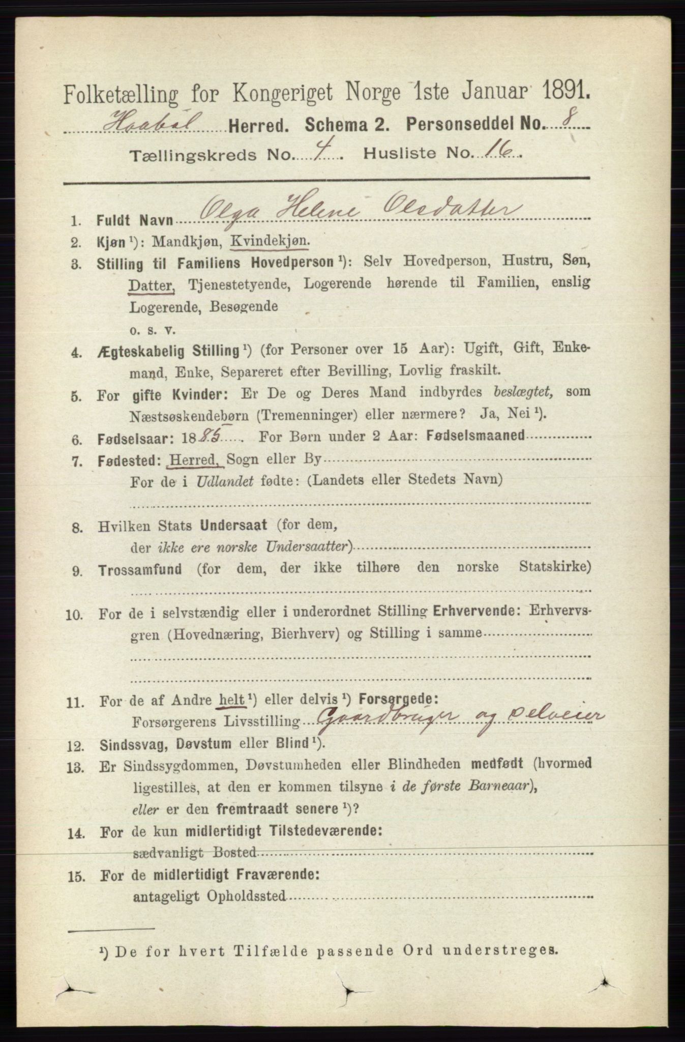 RA, 1891 census for 0138 Hobøl, 1891, p. 2512