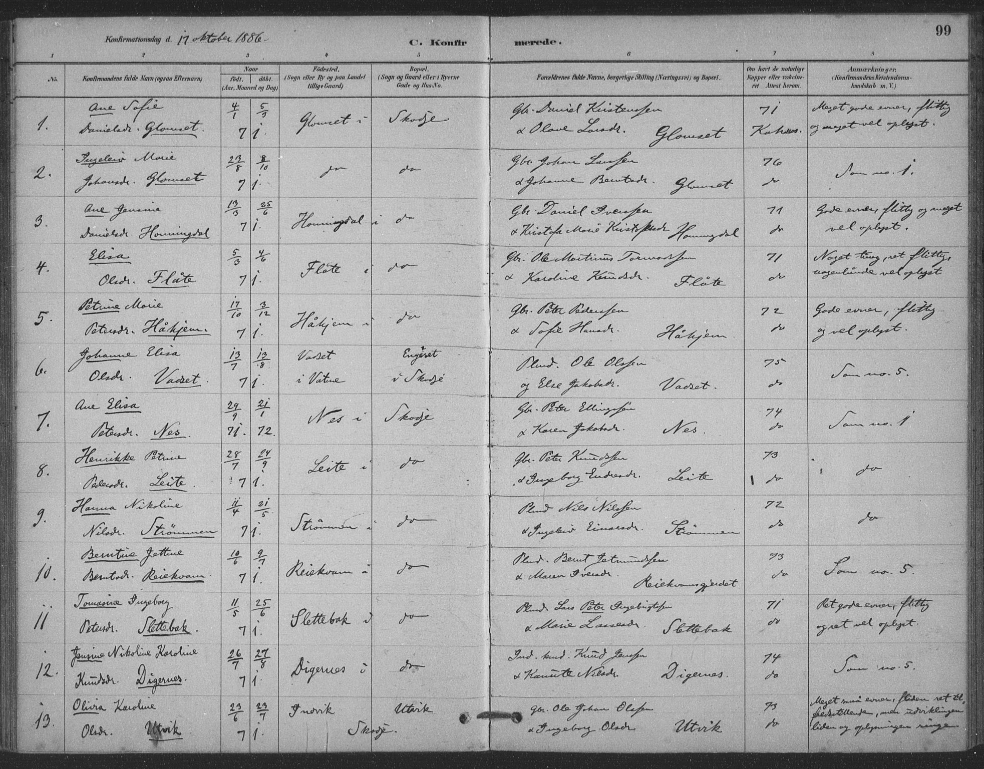 Ministerialprotokoller, klokkerbøker og fødselsregistre - Møre og Romsdal, SAT/A-1454/524/L0356: Parish register (official) no. 524A08, 1880-1899, p. 99