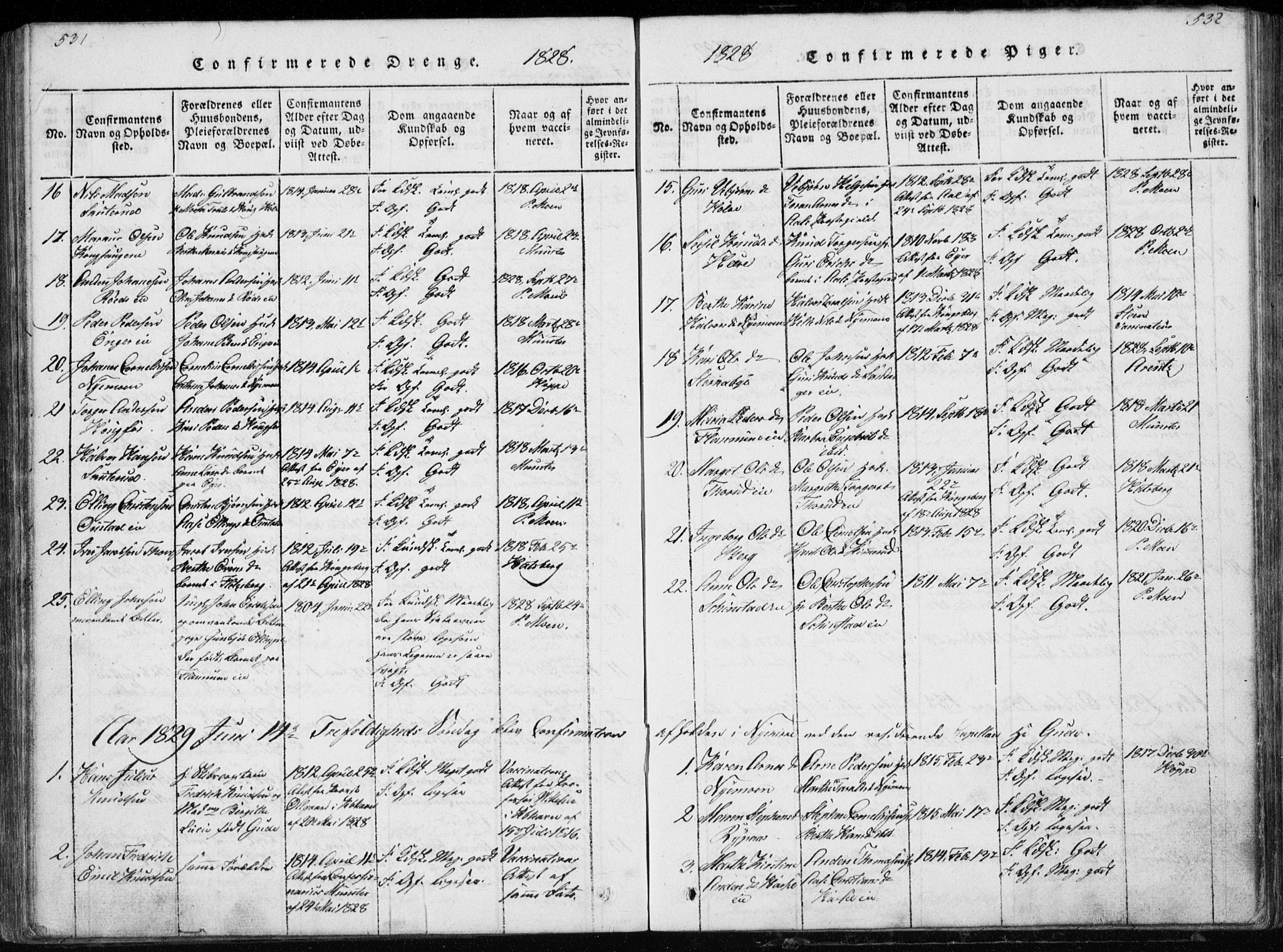 Modum kirkebøker, AV/SAKO-A-234/G/Ga/L0002: Parish register (copy) no. I 2, 1824-1832, p. 531-532