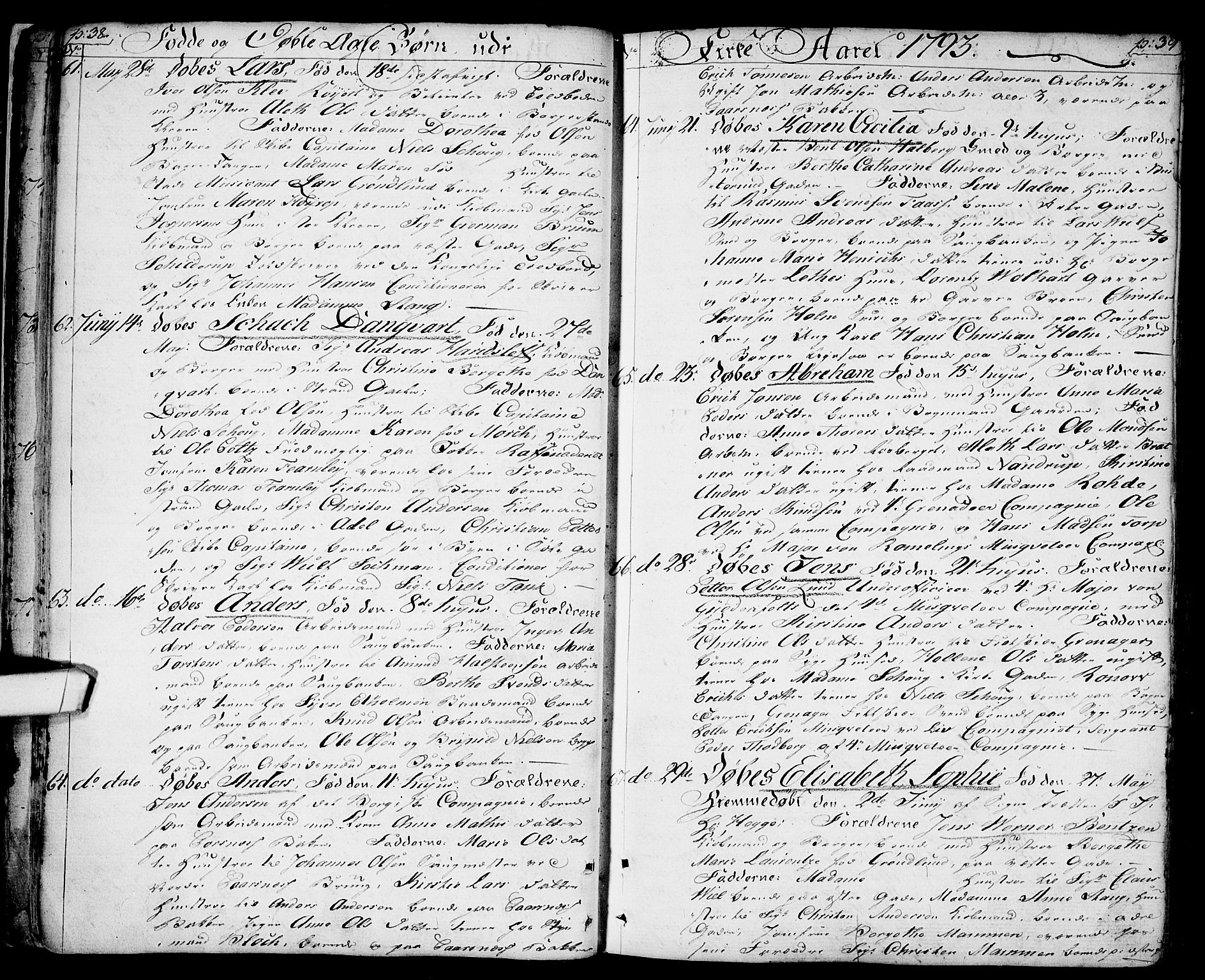 Halden prestekontor Kirkebøker, SAO/A-10909/F/Fa/L0002: Parish register (official) no. I 2, 1792-1812, p. 38-39
