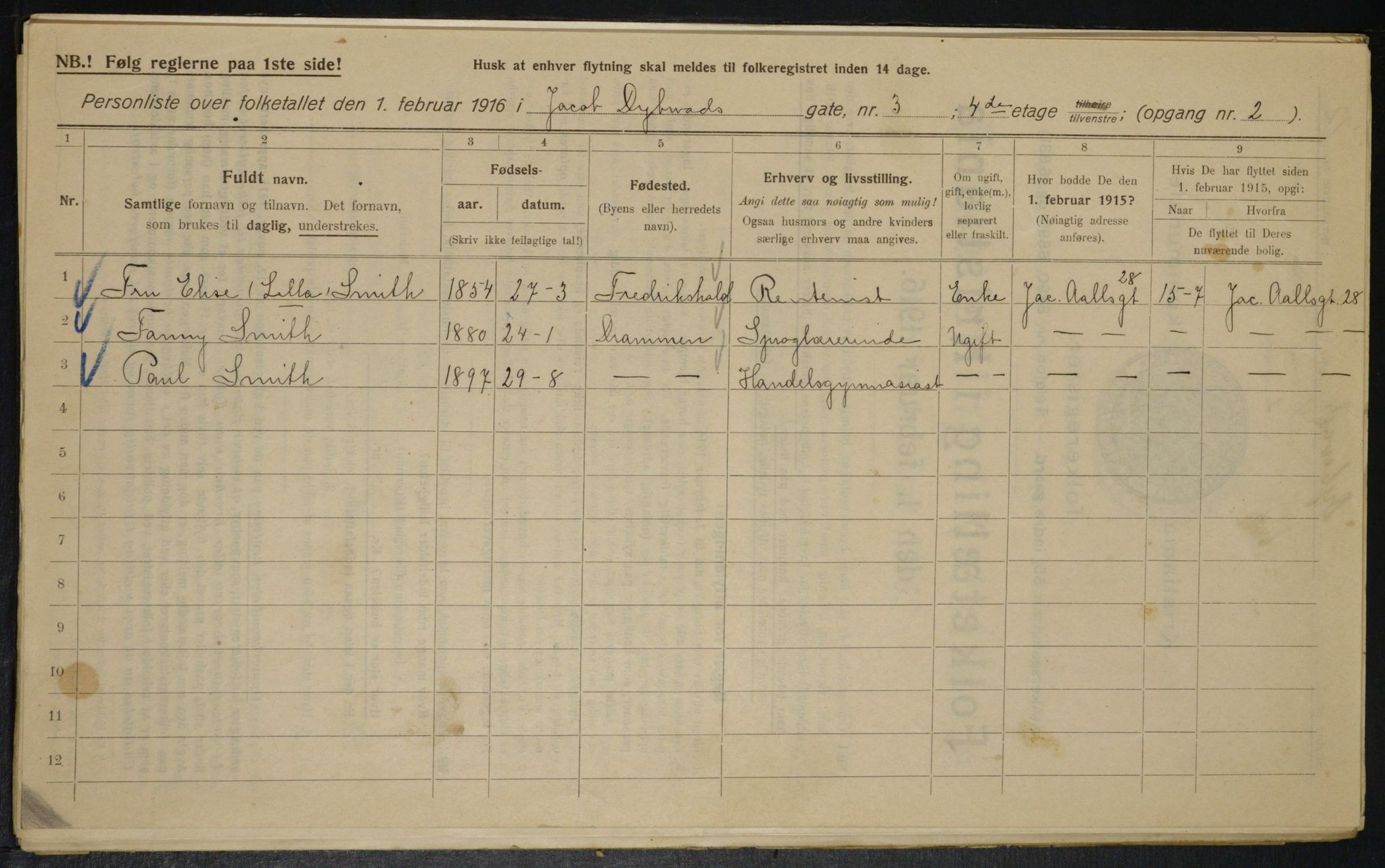 OBA, Municipal Census 1916 for Kristiania, 1916, p. 17553