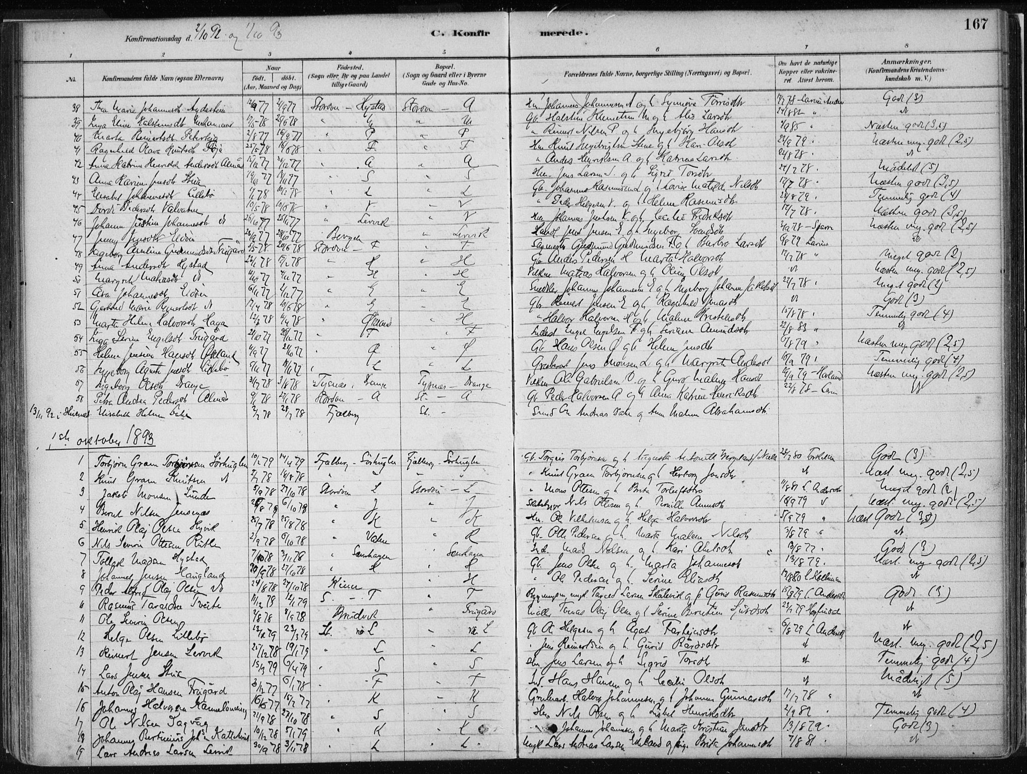 Stord sokneprestembete, SAB/A-78201/H/Haa: Parish register (official) no. B 2, 1878-1913, p. 167
