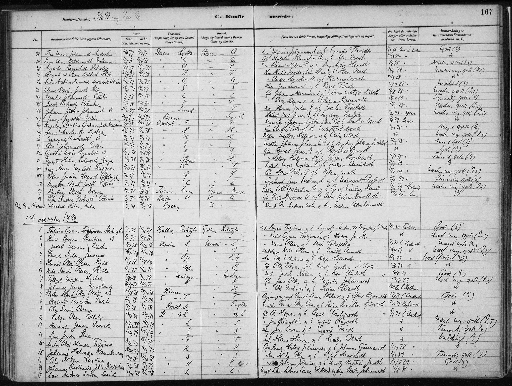 Stord sokneprestembete, AV/SAB-A-78201/H/Haa: Parish register (official) no. B 2, 1878-1913, p. 167