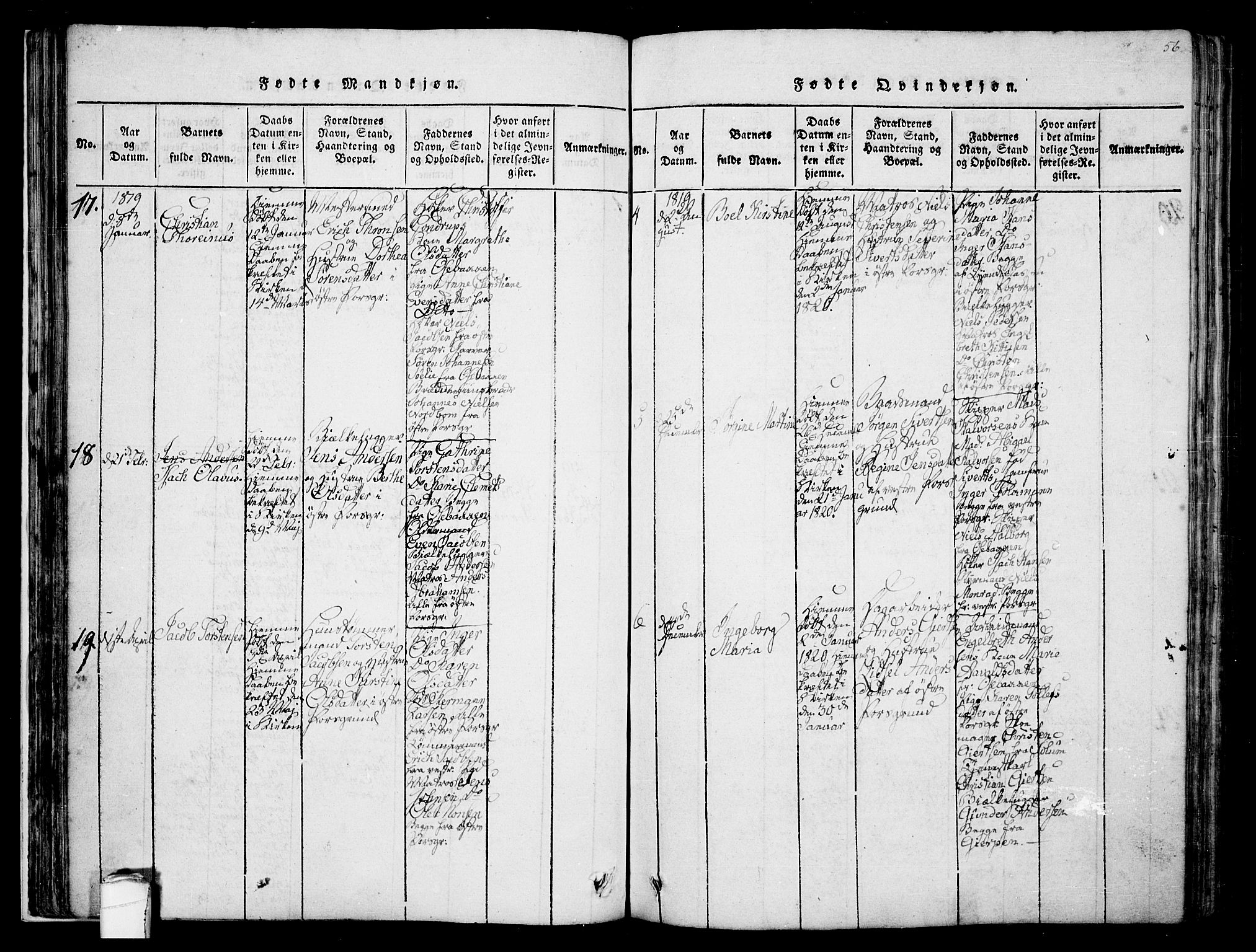 Porsgrunn kirkebøker , SAKO/A-104/F/Fa/L0004: Parish register (official) no. 4, 1814-1828, p. 56