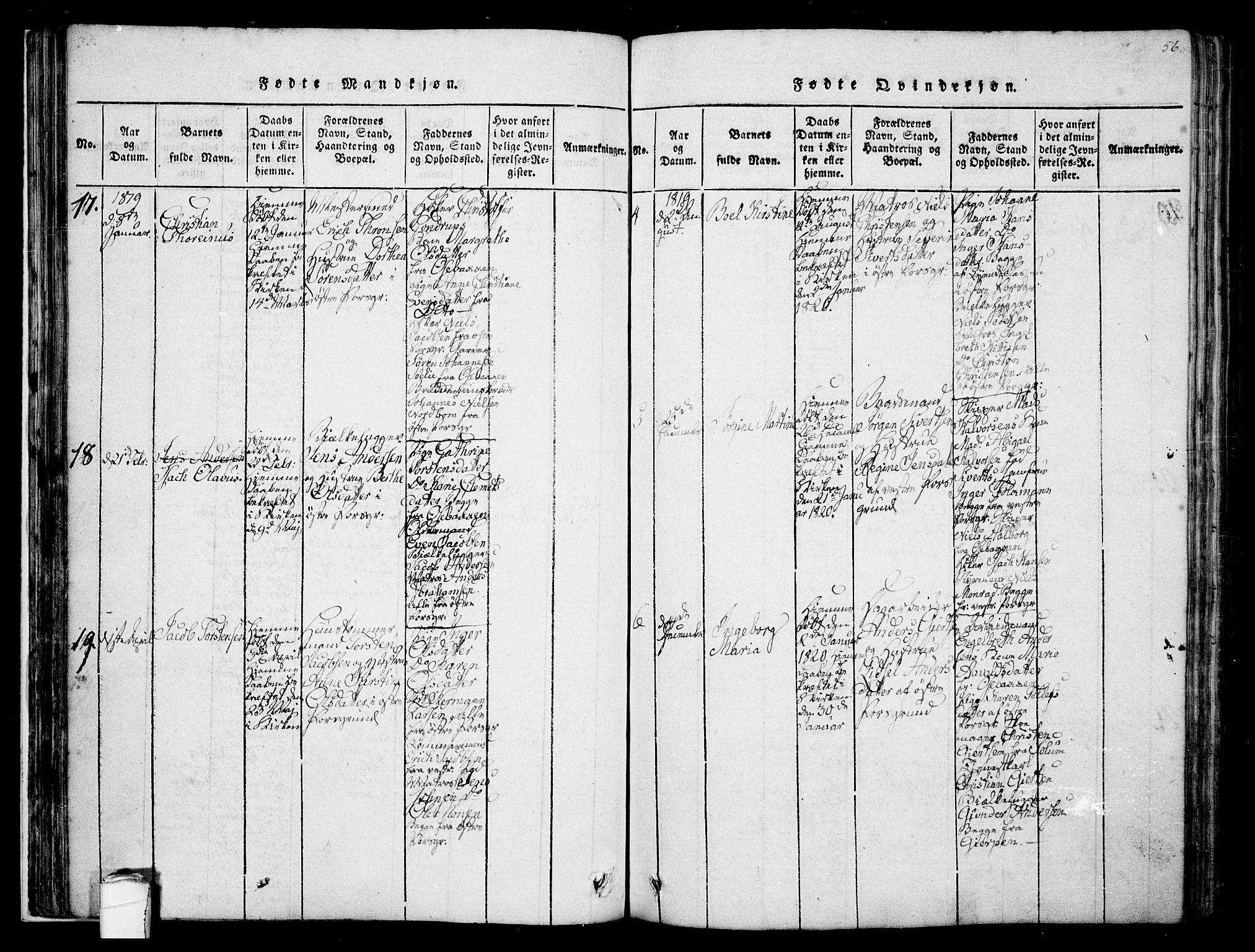 Porsgrunn kirkebøker , AV/SAKO-A-104/F/Fa/L0004: Parish register (official) no. 4, 1814-1828, p. 56