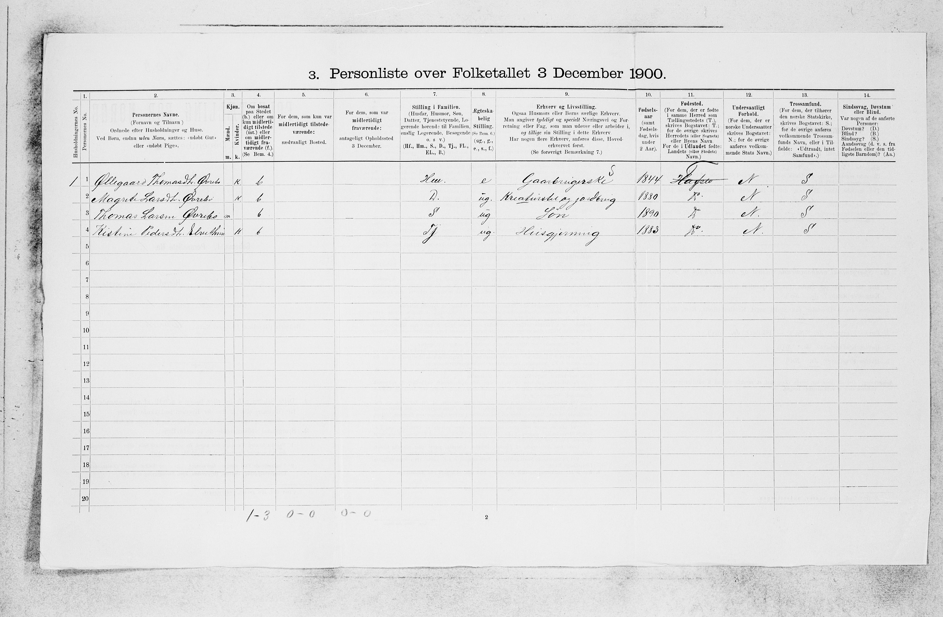 SAB, 1900 census for Hafslo, 1900, p. 526
