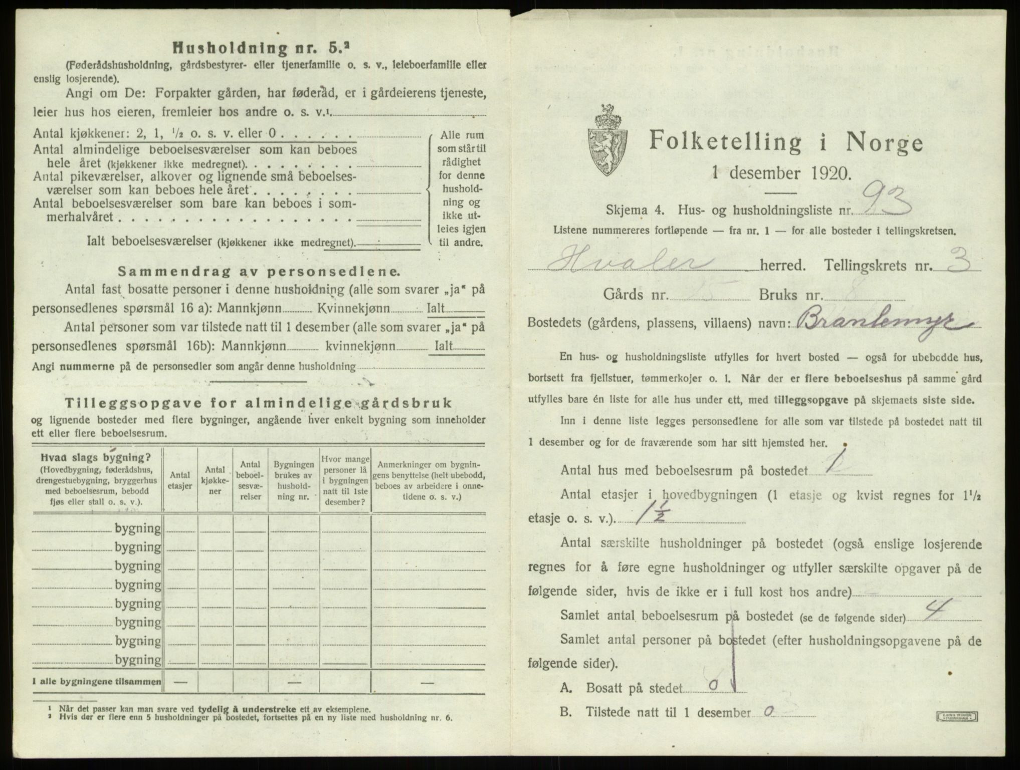 SAO, 1920 census for Hvaler, 1920, p. 742