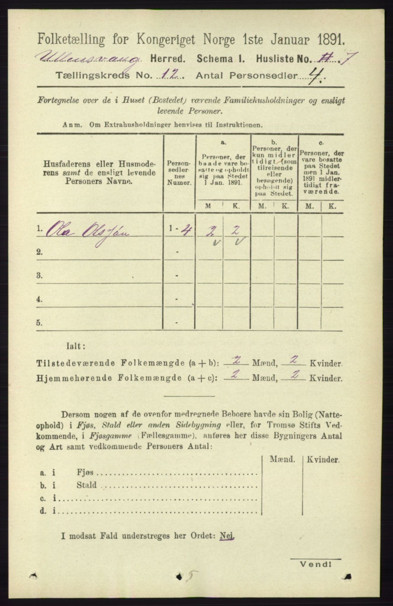 RA, 1891 census for 1230 Ullensvang, 1891, p. 4602