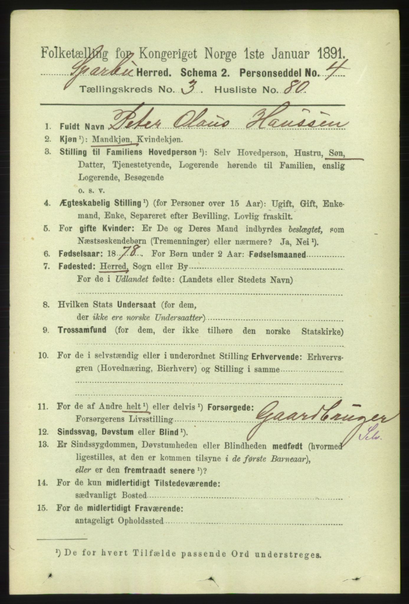 RA, 1891 census for 1731 Sparbu, 1891, p. 1310