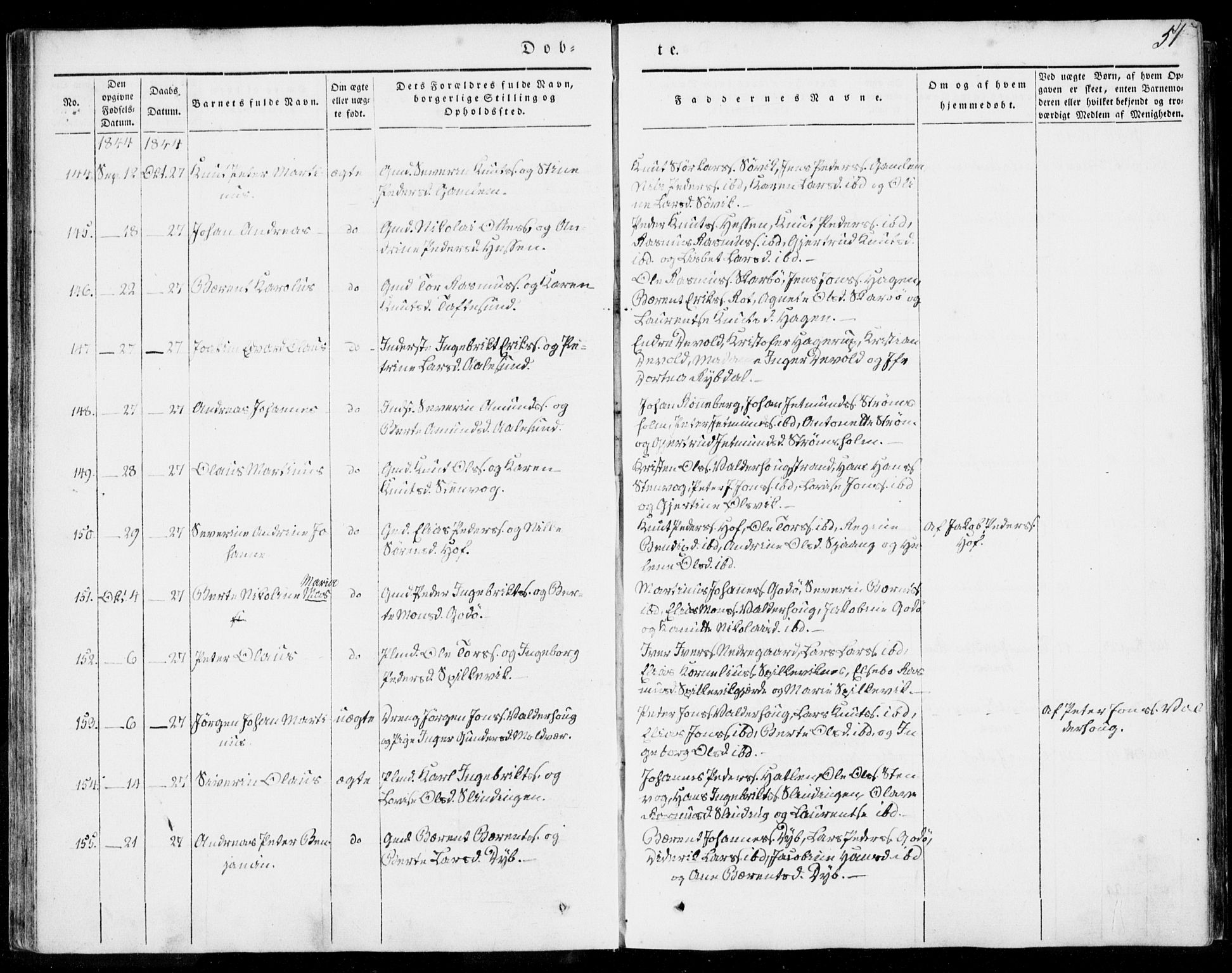 Ministerialprotokoller, klokkerbøker og fødselsregistre - Møre og Romsdal, AV/SAT-A-1454/528/L0396: Parish register (official) no. 528A07, 1839-1847, p. 51