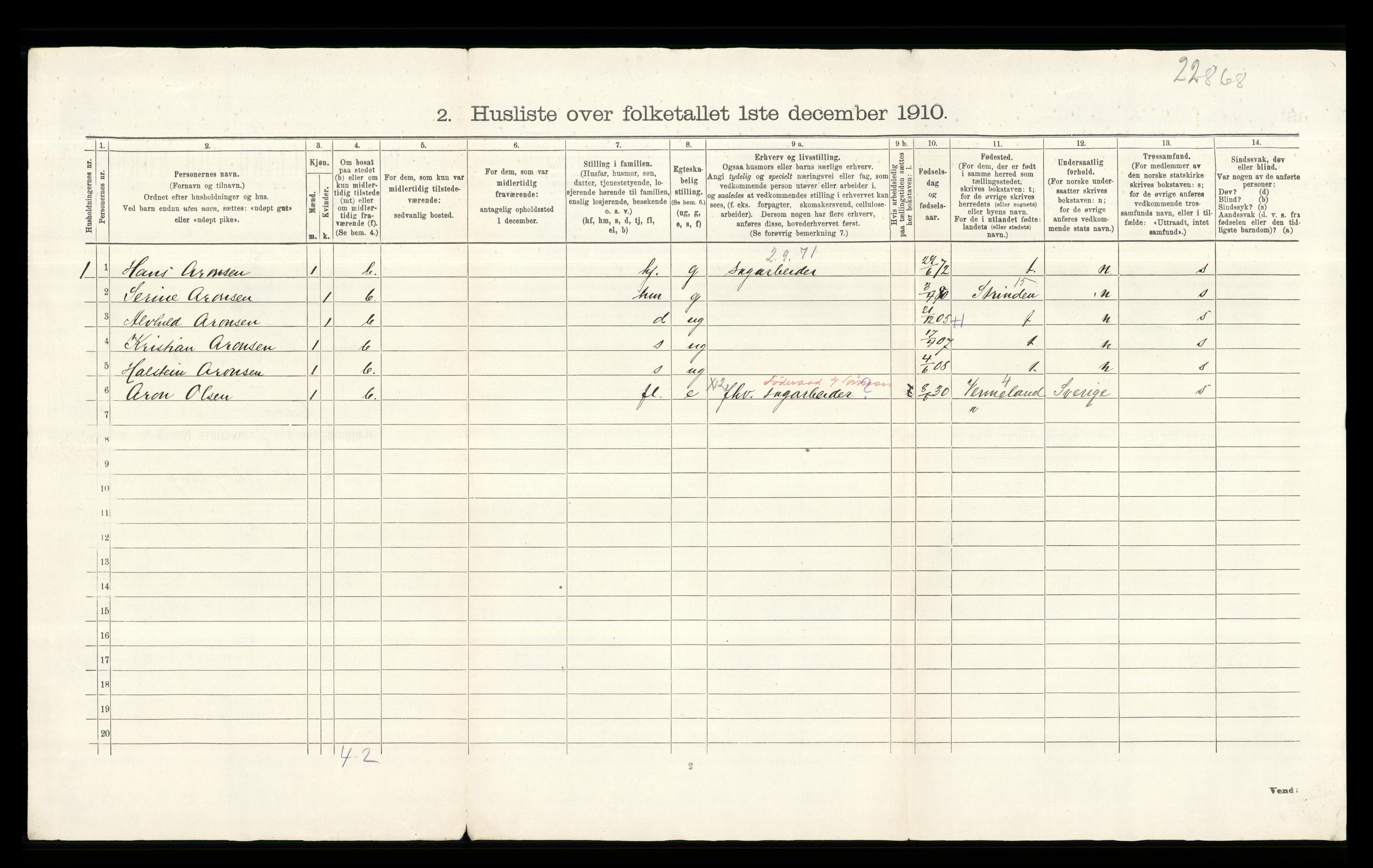 RA, 1910 census for Lier, 1910, p. 67