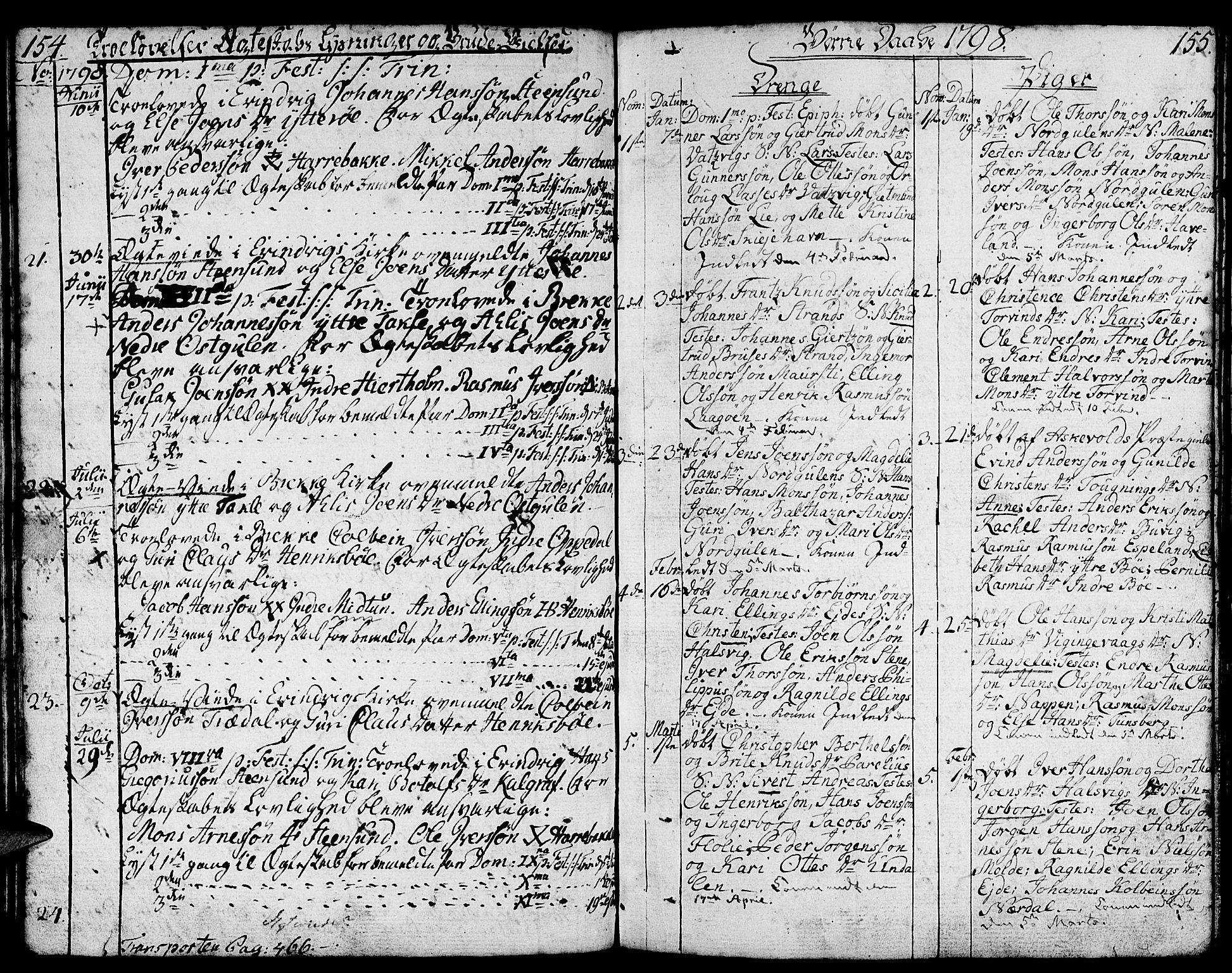 Gulen sokneprestembete, AV/SAB-A-80201/H/Haa/Haaa/L0015: Parish register (official) no. A 15, 1788-1798, p. 154-155