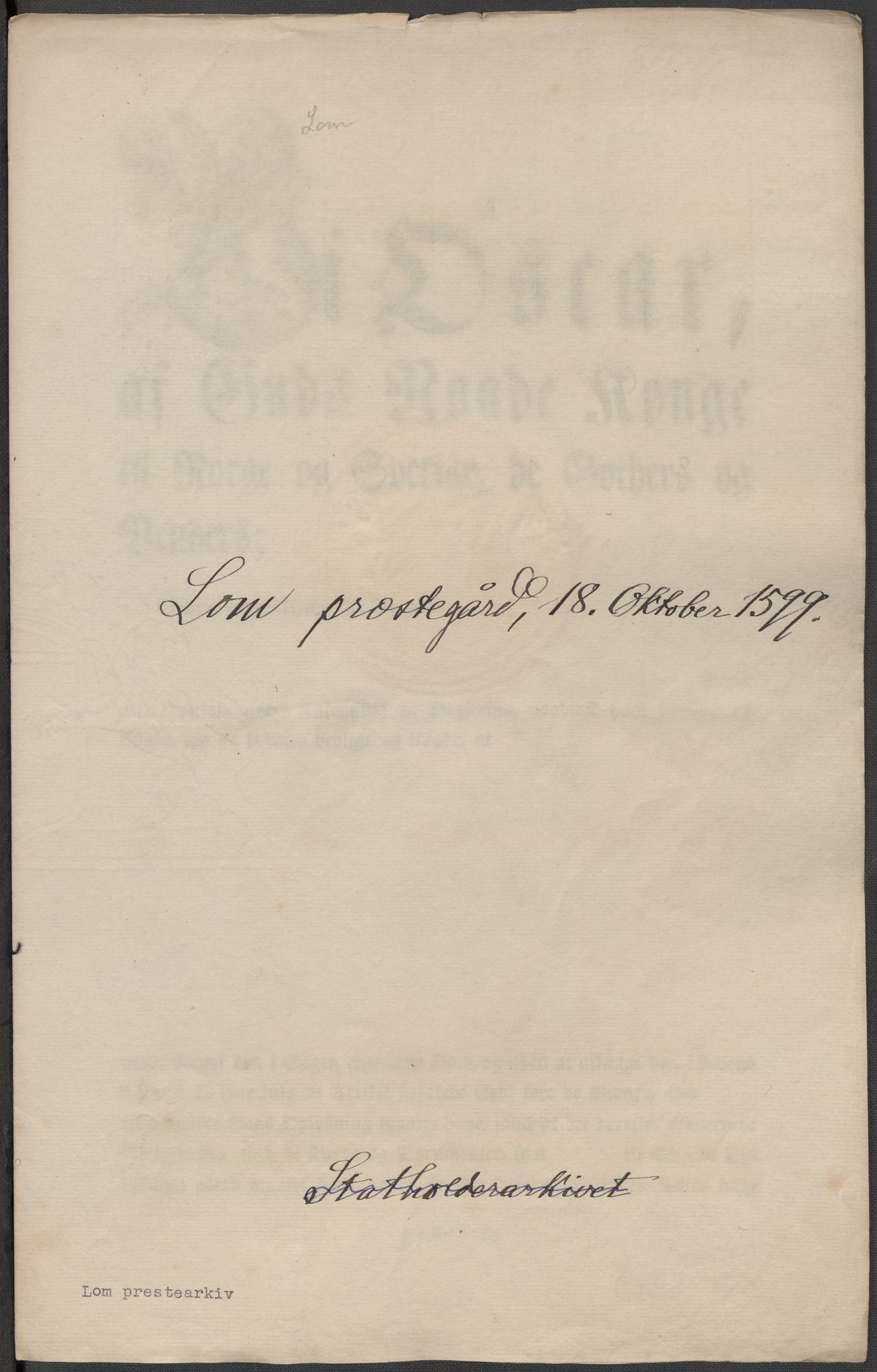 Riksarkivets diplomsamling, AV/RA-EA-5965/F15/L0012: Prestearkiv - Oppland, 1584-1794, p. 31