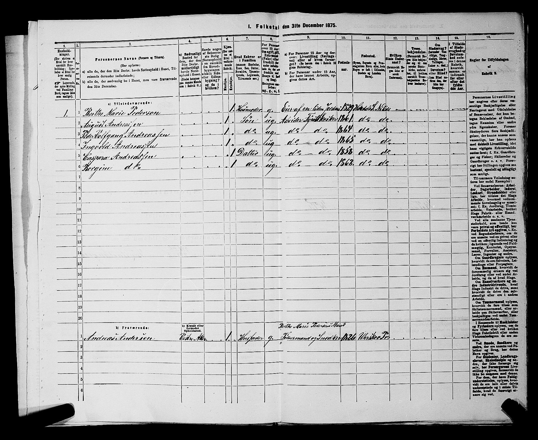 RA, 1875 census for 0233P Nittedal, 1875, p. 758