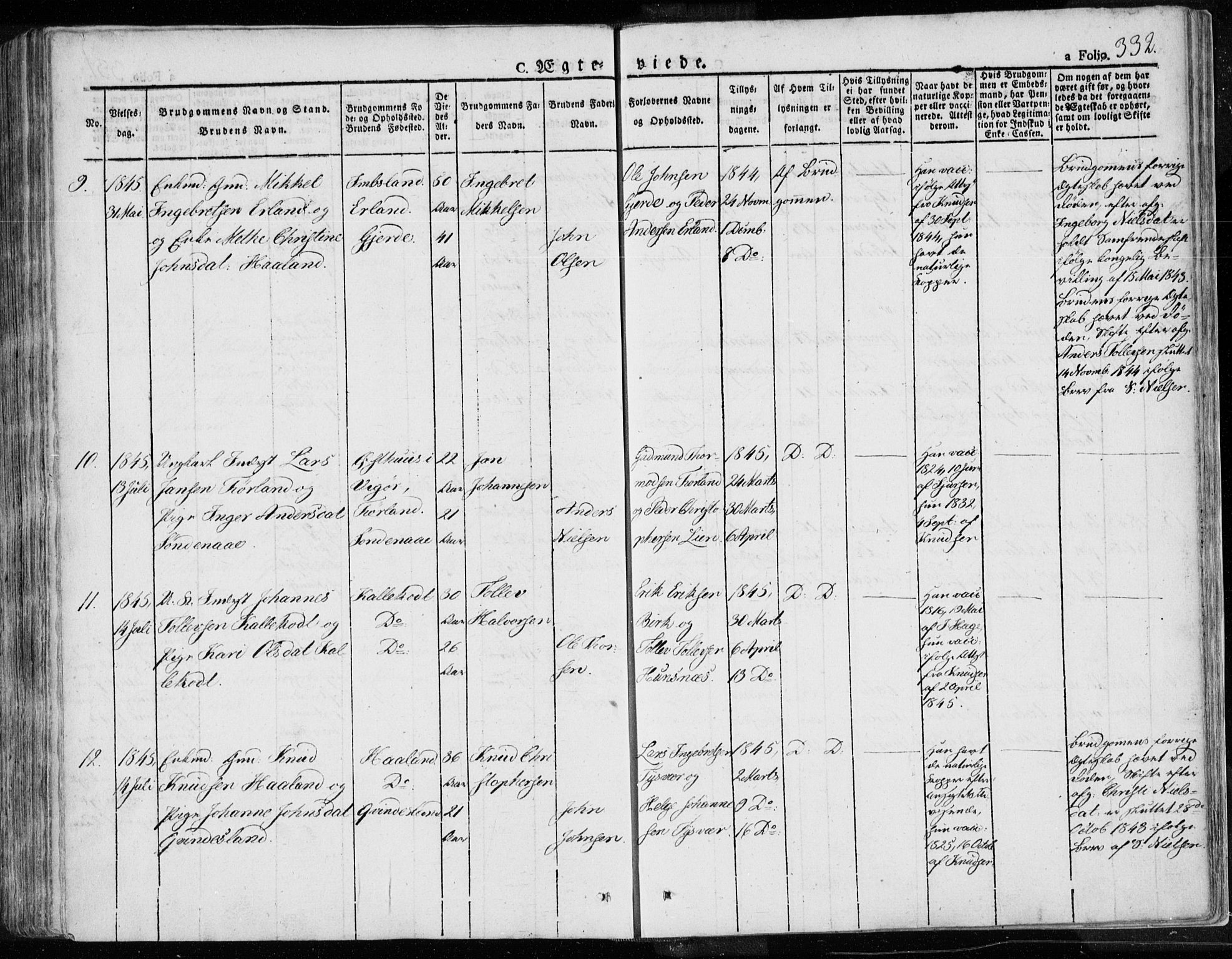 Tysvær sokneprestkontor, AV/SAST-A -101864/H/Ha/Haa/L0001: Parish register (official) no. A 1.1, 1831-1856, p. 332