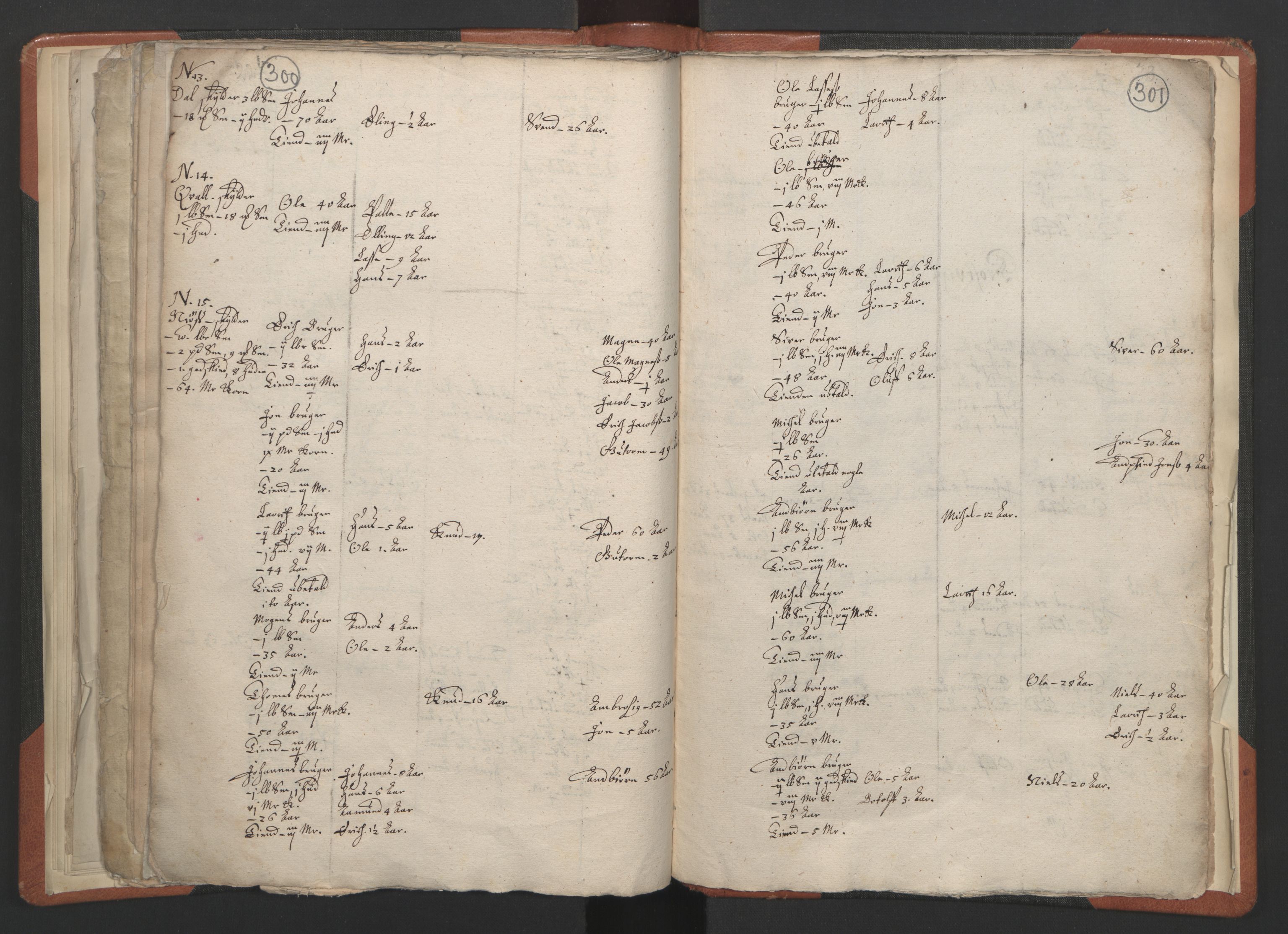 RA, Vicar's Census 1664-1666, no. 23: Sogn deanery, 1664-1666, p. 300-301