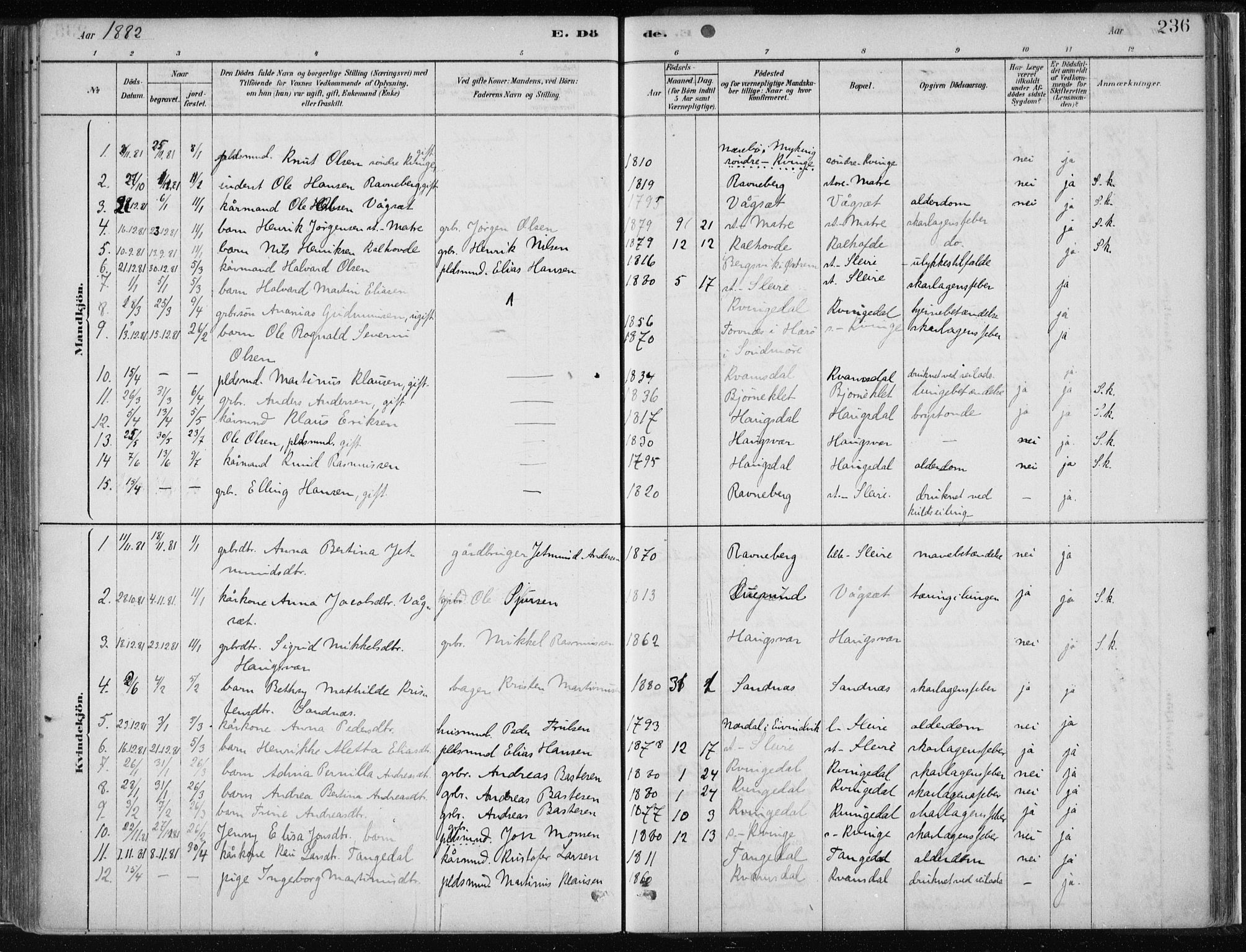 Masfjorden Sokneprestembete, SAB/A-77001: Parish register (official) no. B  1, 1876-1899, p. 236