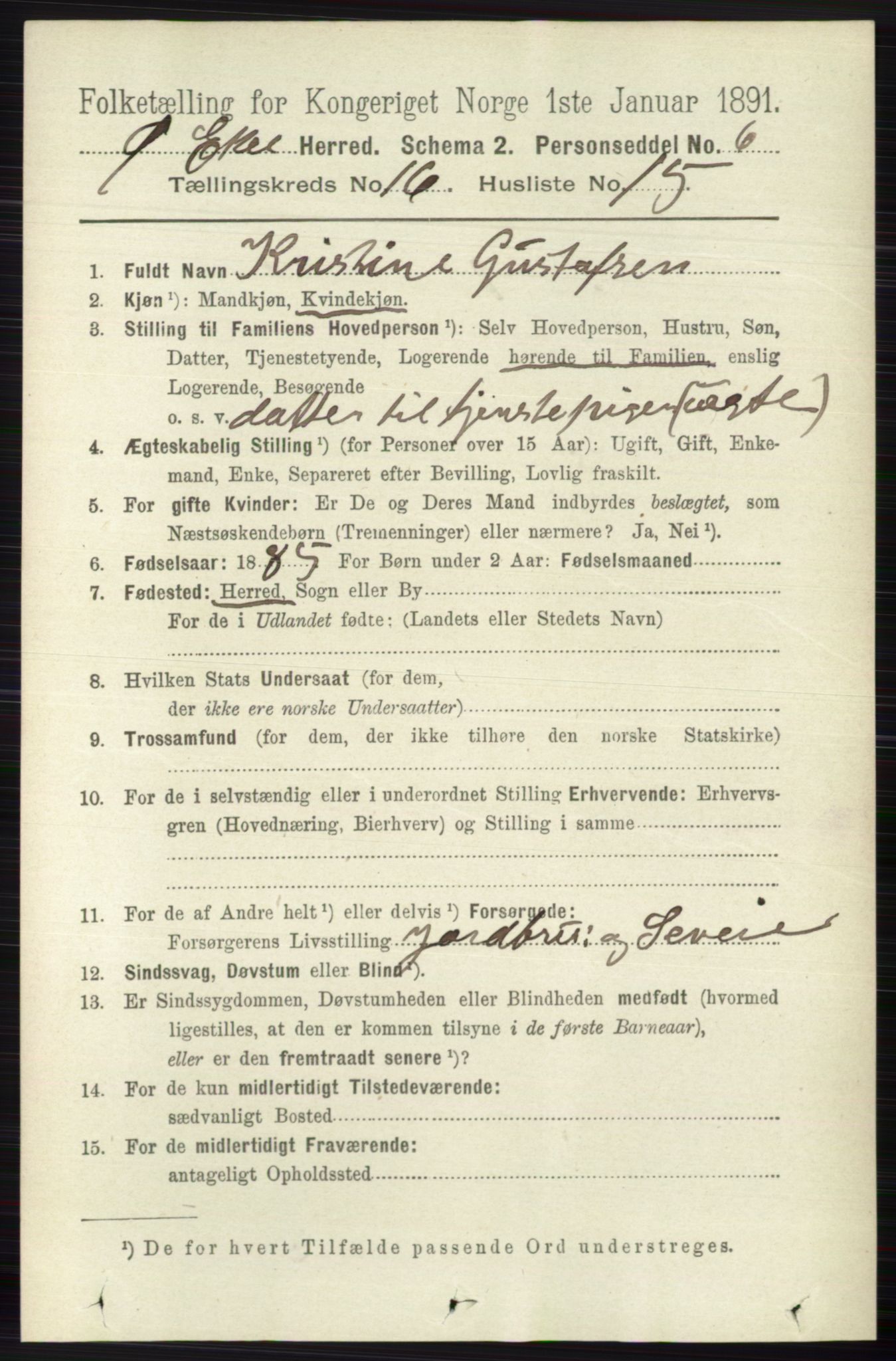 RA, 1891 census for 0624 Øvre Eiker, 1891, p. 7716