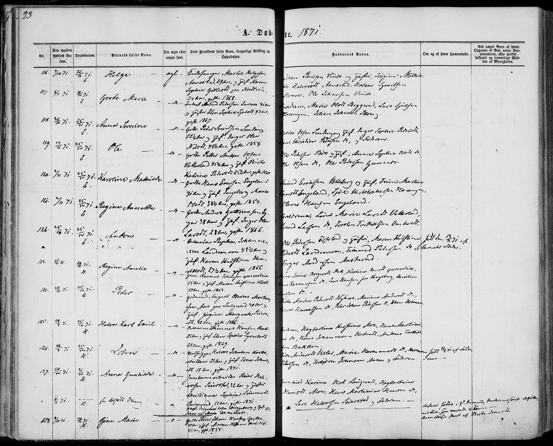 Sandsvær kirkebøker, AV/SAKO-A-244/F/Fa/L0007: Parish register (official) no. I 7, 1869-1877, p. 23