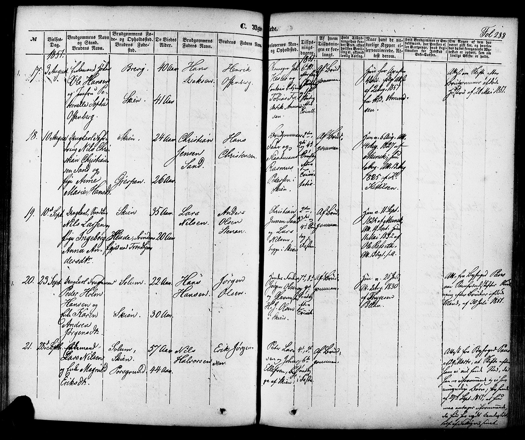 Skien kirkebøker, SAKO/A-302/F/Fa/L0006a: Parish register (official) no. 6A, 1843-1856, p. 288