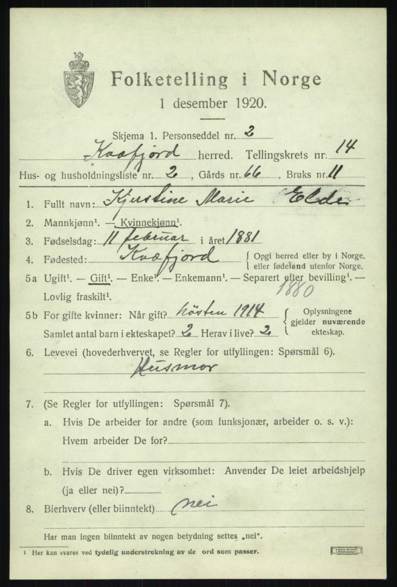 SATØ, 1920 census for Kvæfjord, 1920, p. 6677