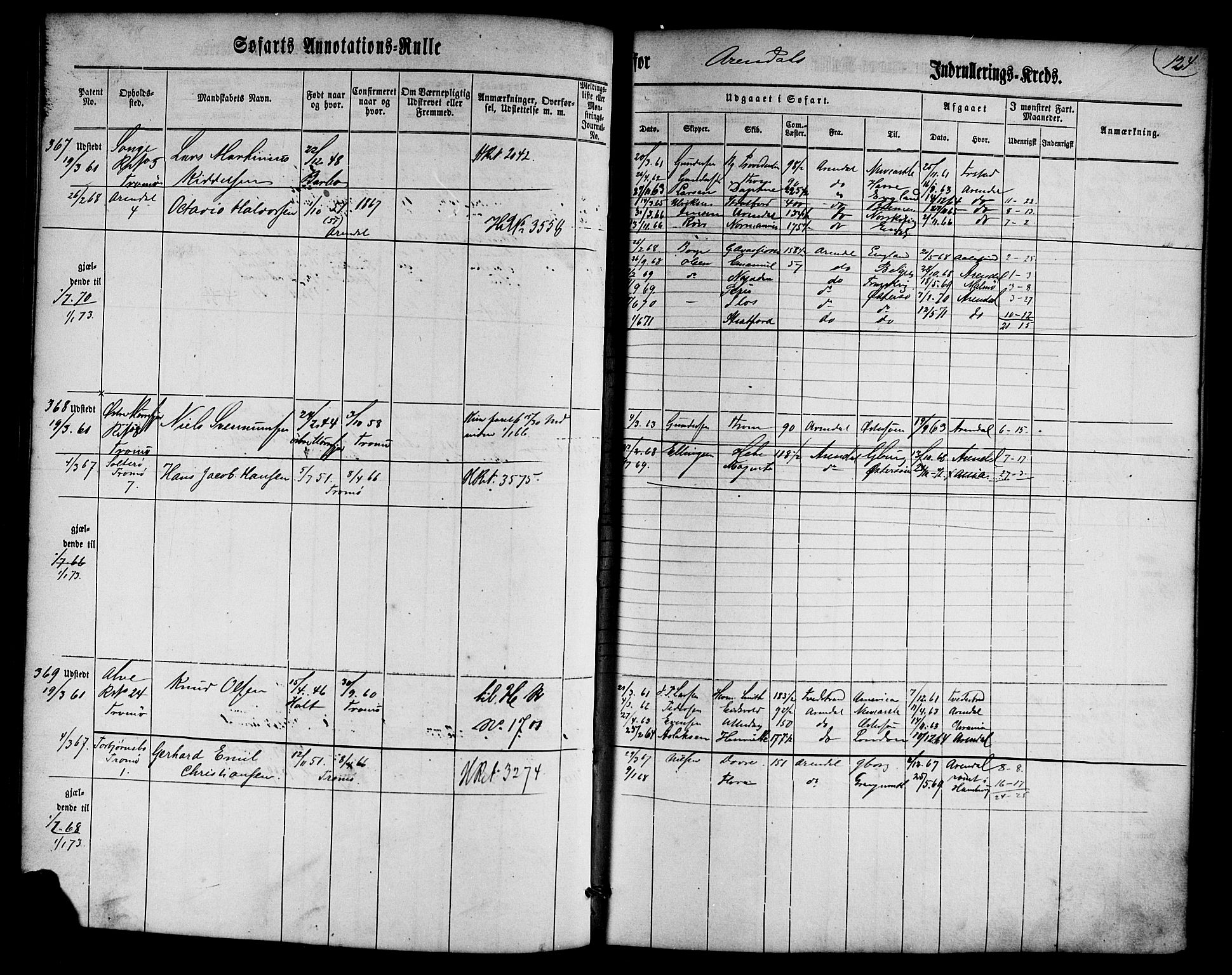 Arendal mønstringskrets, AV/SAK-2031-0012/F/Fa/L0001: Annotasjonsrulle nr 1-794 med register, E-1, 1860-1865, p. 158