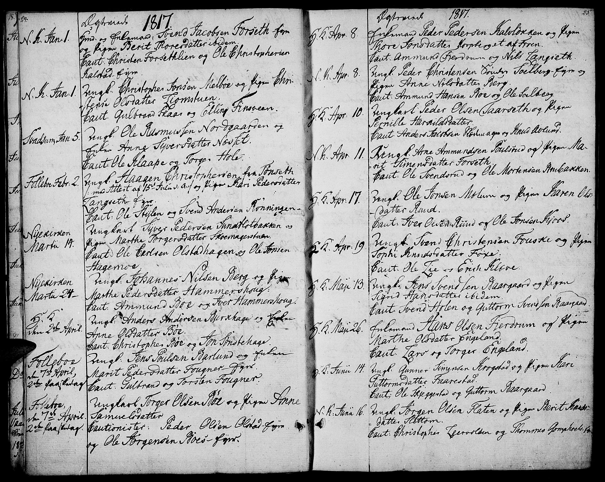 Gausdal prestekontor, SAH/PREST-090/H/Ha/Haa/L0004: Parish register (official) no. 4, 1809-1817, p. 24-25