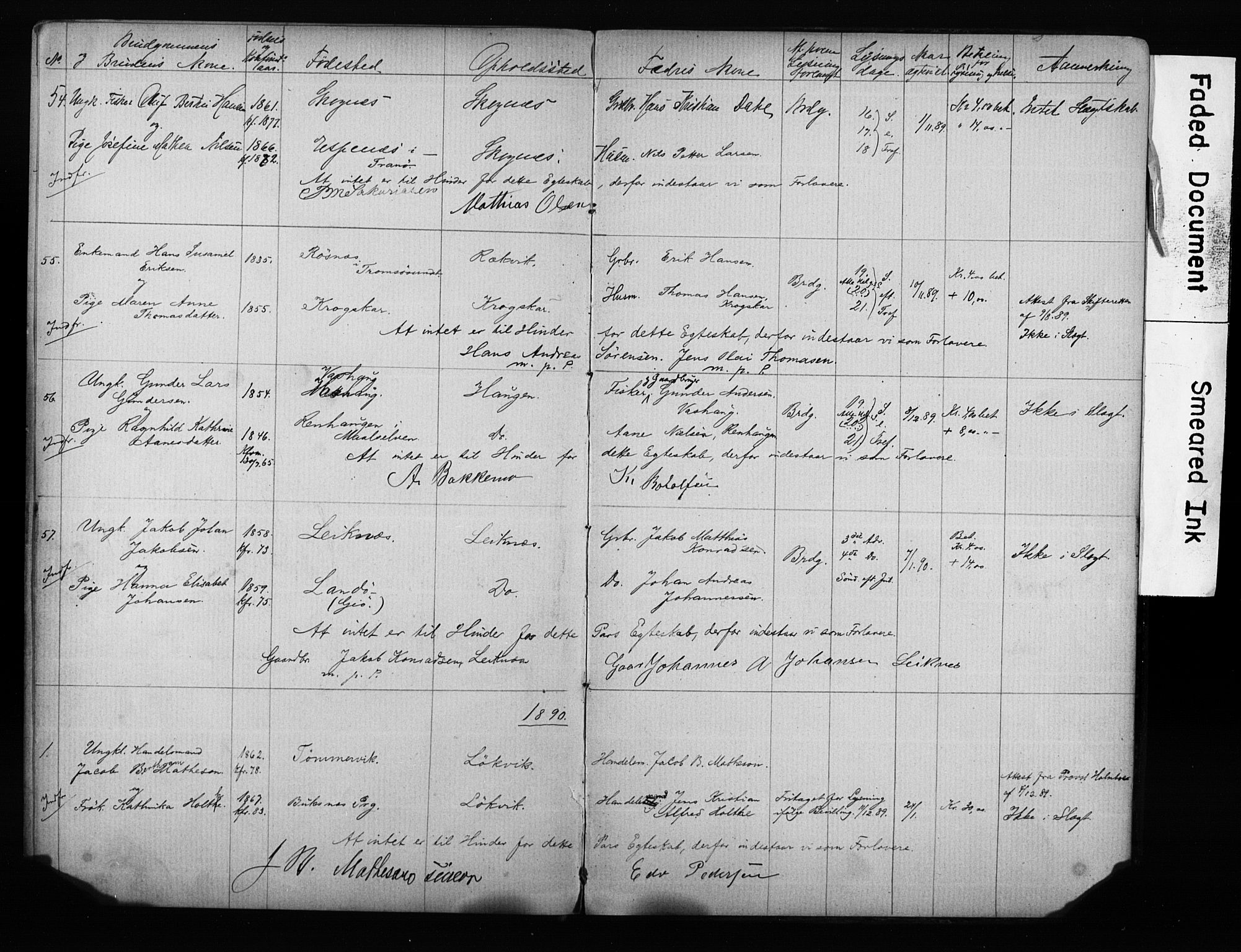 Lenvik sokneprestembete, AV/SATØ-S-1310/I/Ie/L0095: Banns register no. 95, 1868-1890