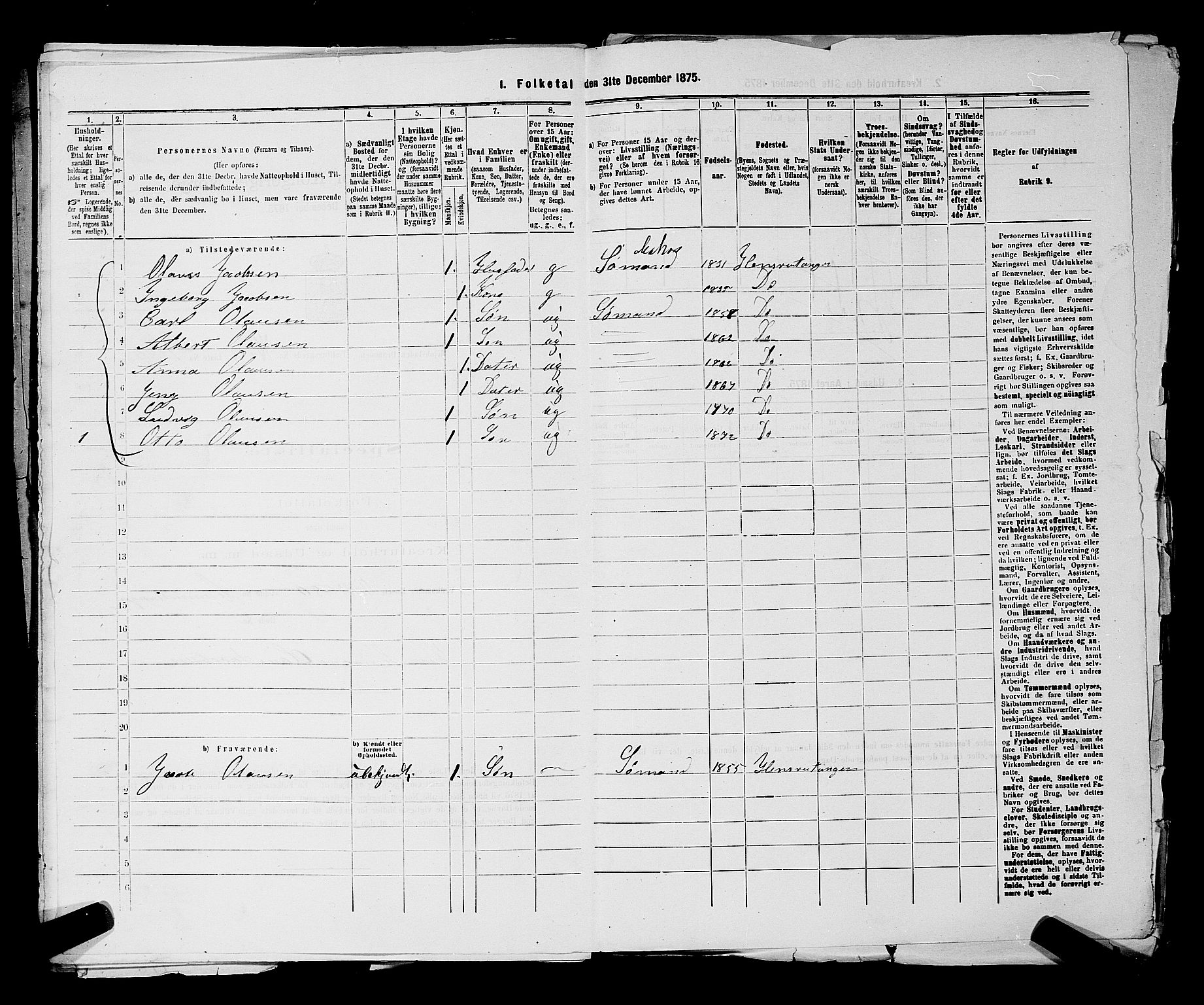 SAKO, 1875 census for 0602 Drammen, 1875, p. 3723